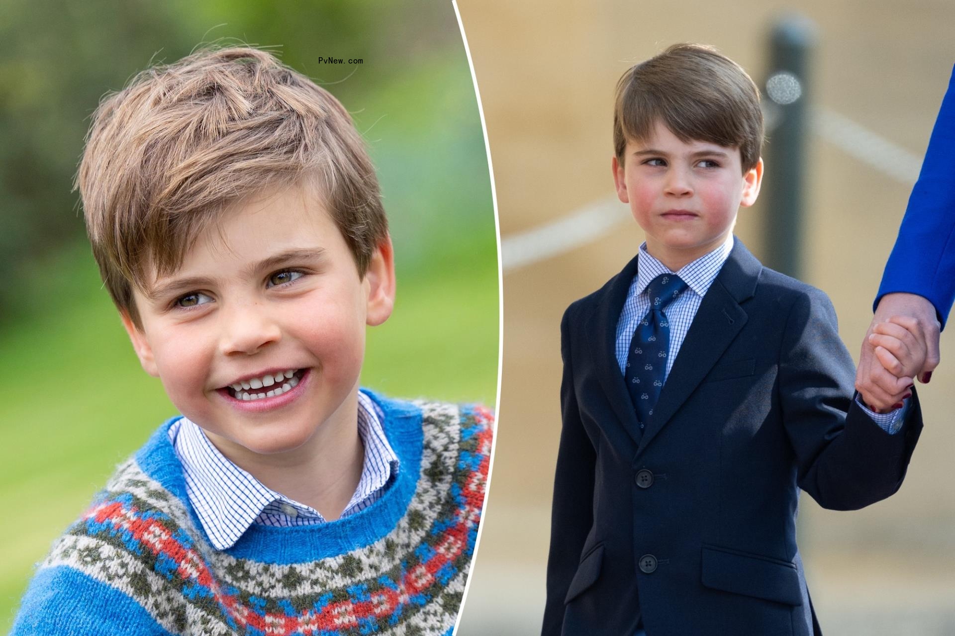 Prince Louis beams in a wheelbarrow in new photos for 5th birthday