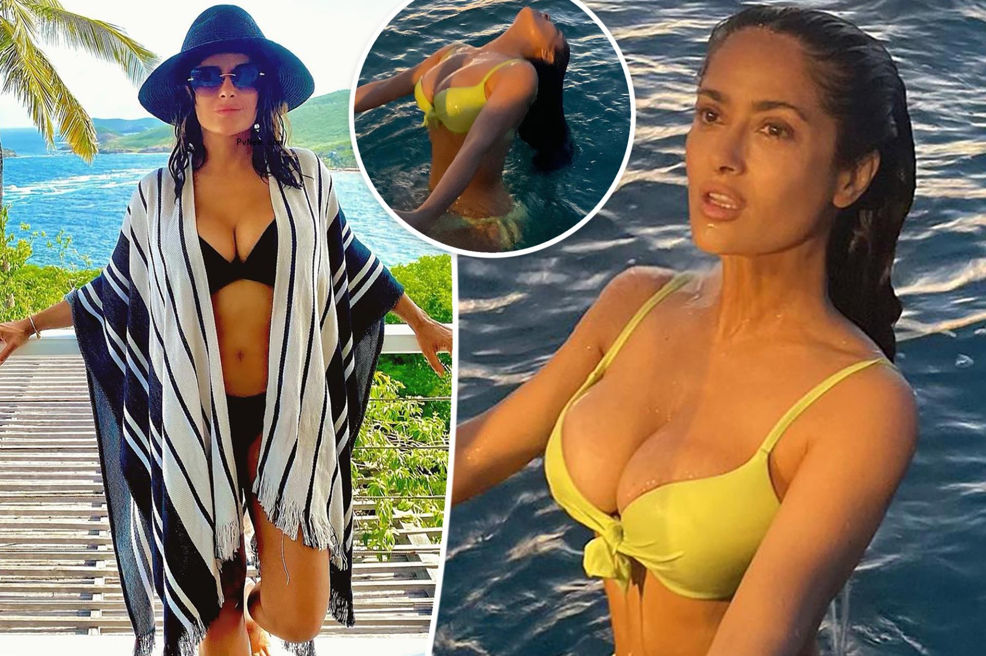 Salma Hayek, 56, puts on busty display in sexy yellow bikini: ‘Best globes’