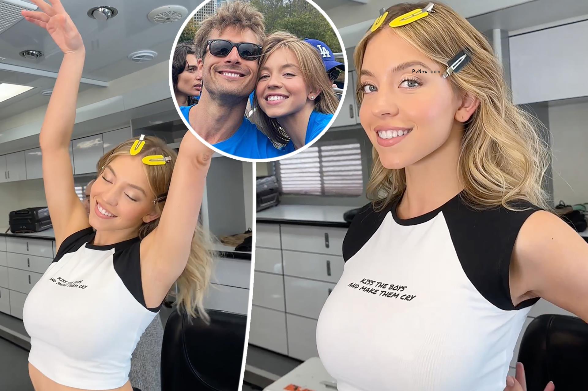 Sydney Sweeney pokes fun at Glen Powell cheating rumors with ‘Kiss the boys’ tee