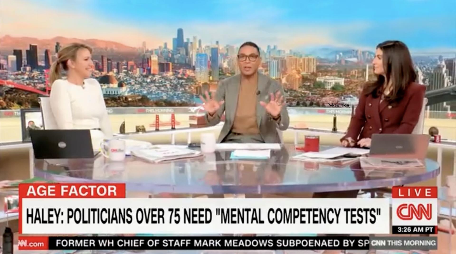 Poppy Harlow, Don Lemon and Kaitlan Collins on 