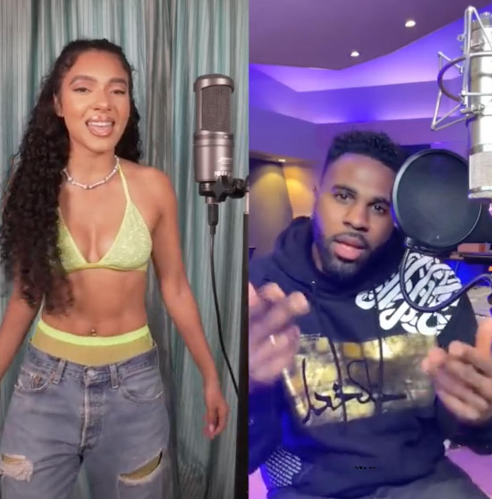 Emaza Gibson and Jason Derulo in the studio.