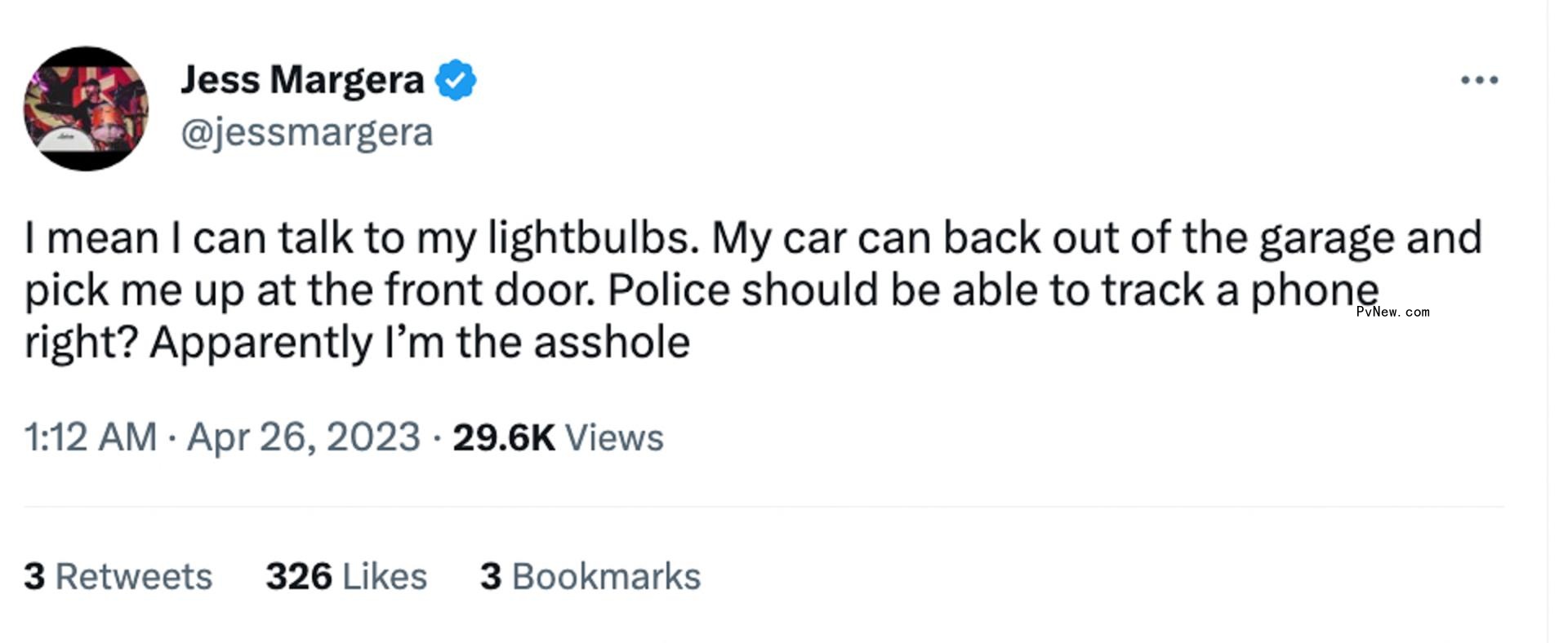 A screenshot of Jess Margera's tweet.