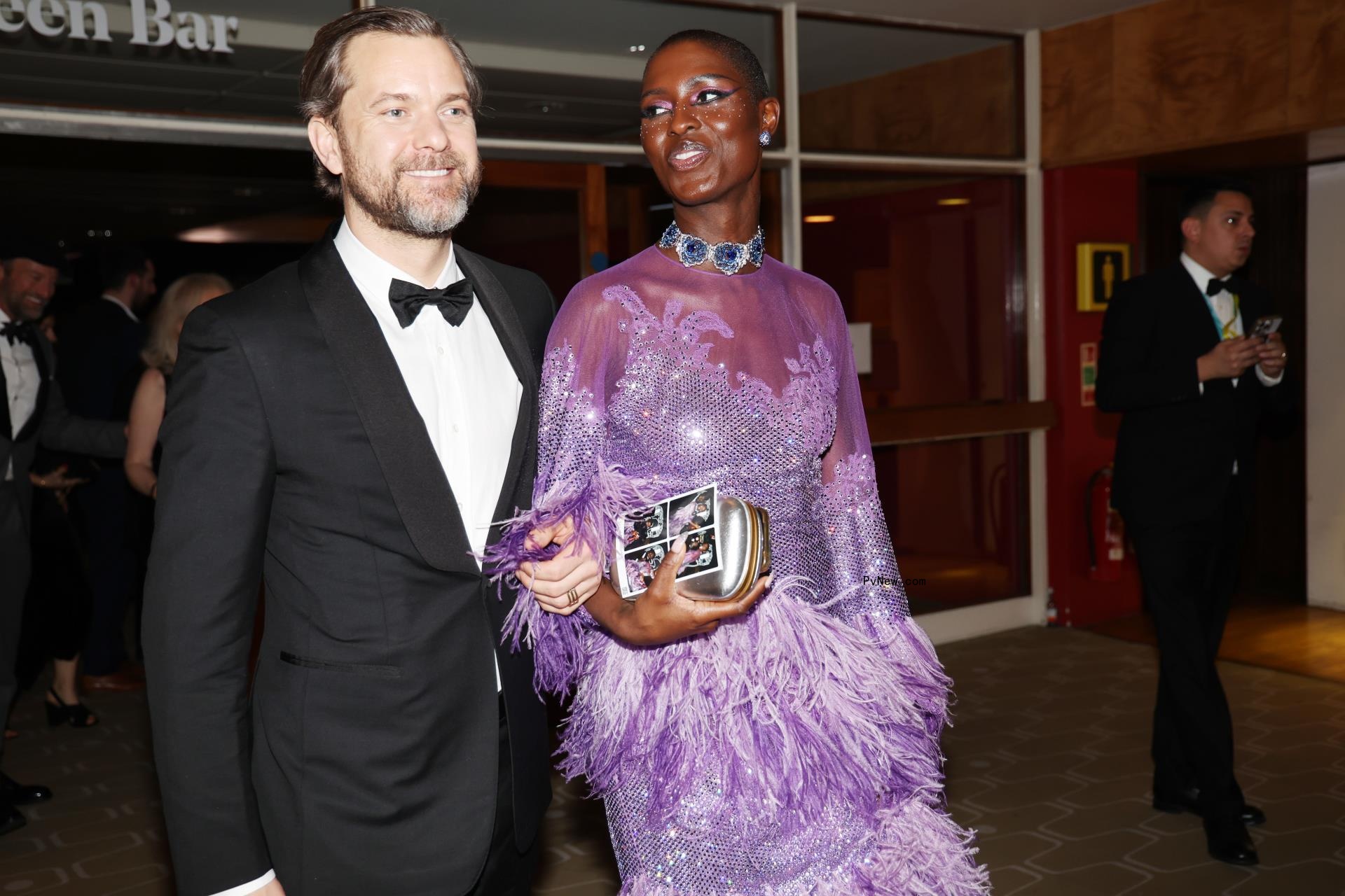 Joshua Jackson and Jodie Turner-Smith backstage during the 2023 EE BAFTA Film Awards.