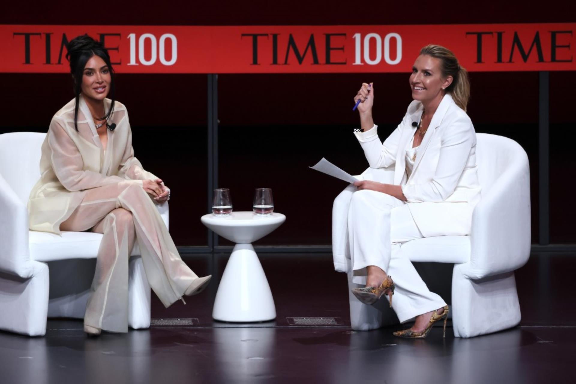 Kim Kardashian and Poppy Harlow at the 2023 TIME100 Summit. 