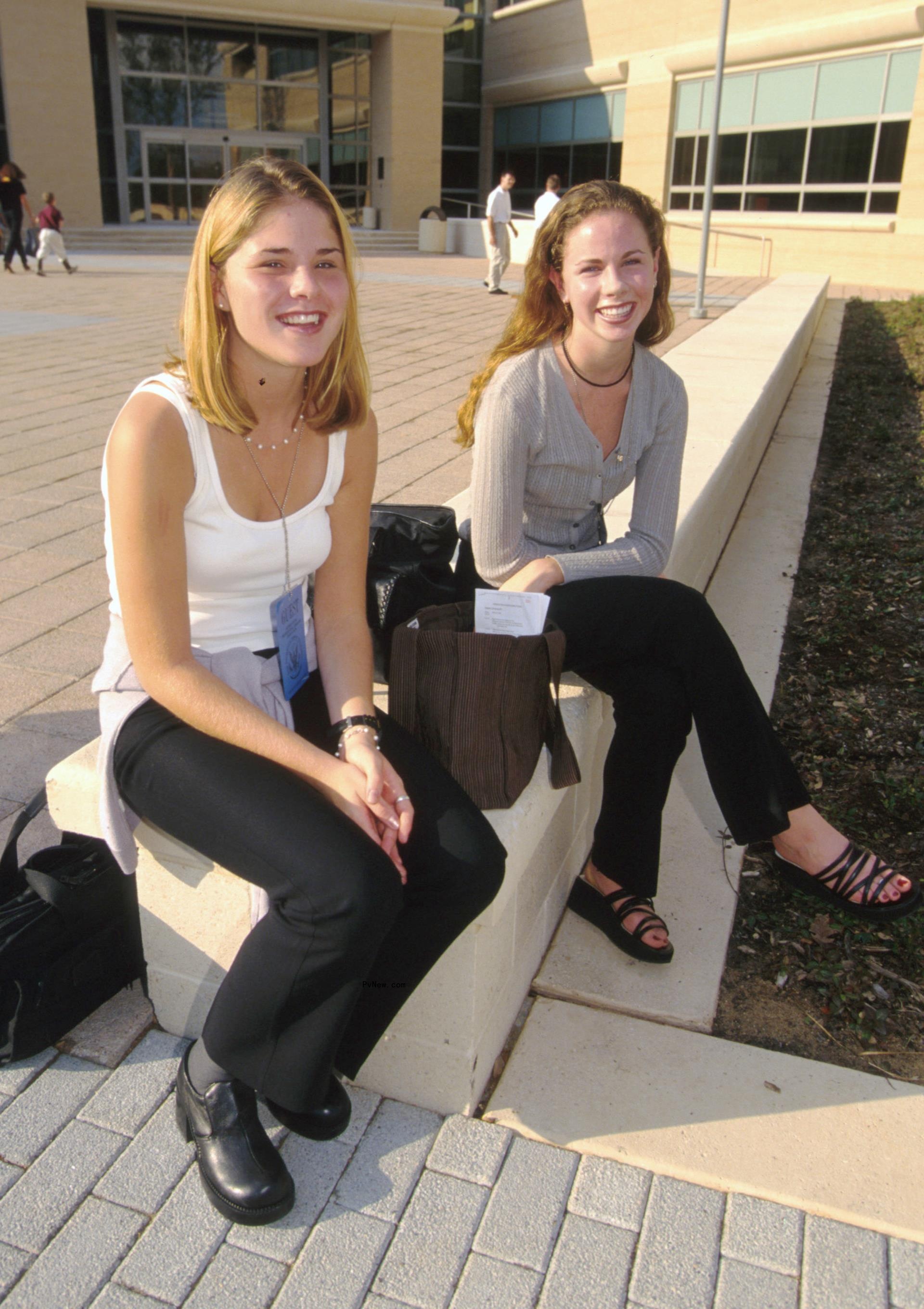 Jenna Bush Hager and Barbara Bush sitting on steps in an old photo