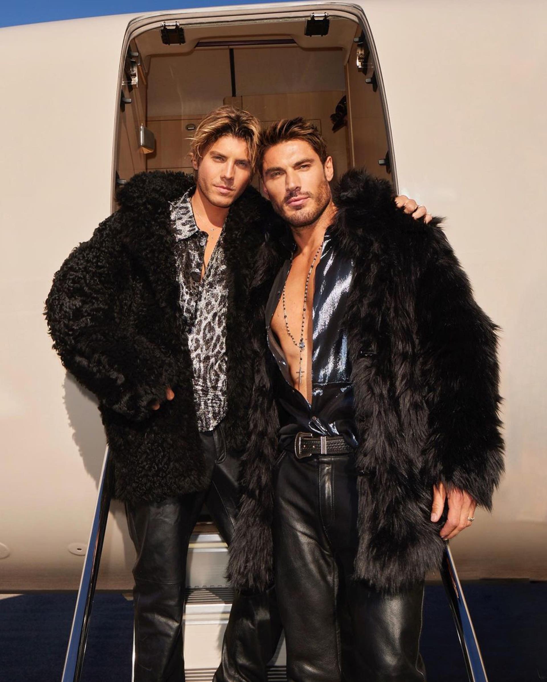 Lukas Gage and Chris Appleton getting on a private jet.