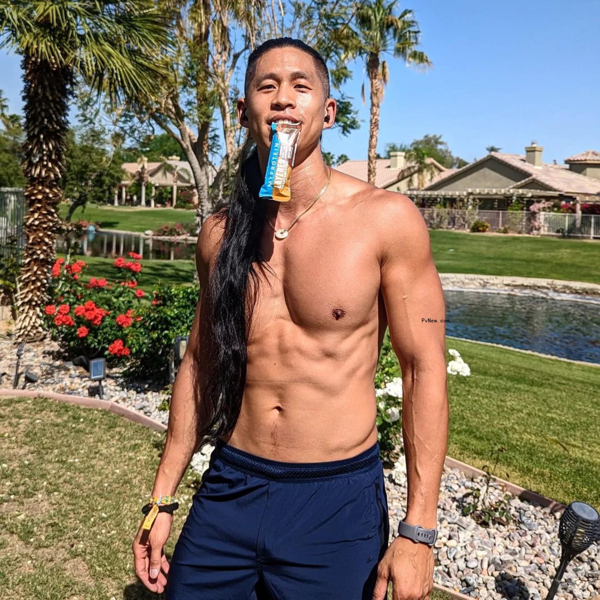 A shirtless snap of Daniel Wai