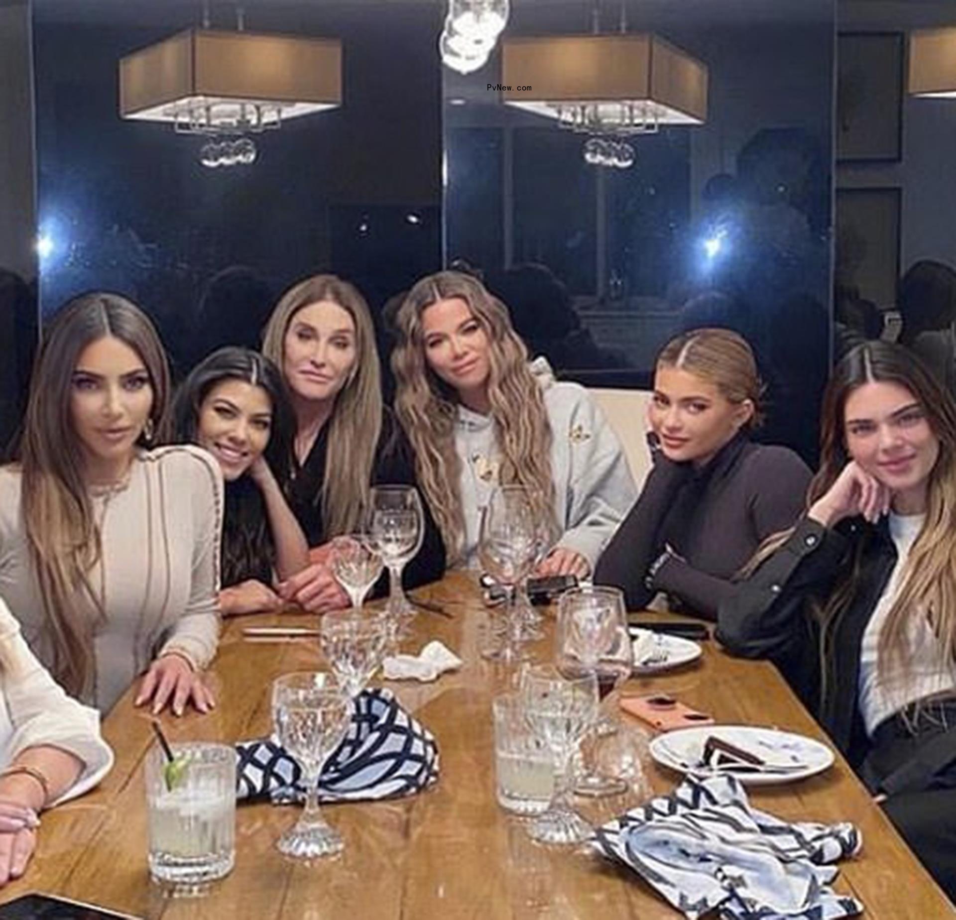 Caitlyn Jenner with daughters Kendall and Kylie Jenner and stepdaughters Kim, Khloe and Kourtney Kardashian