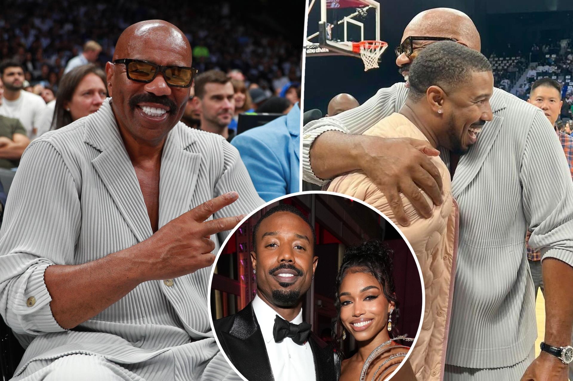 Steve Harvey shares friendly hug with daughter Lori’s ex Michael B. Jordan over a year after their split