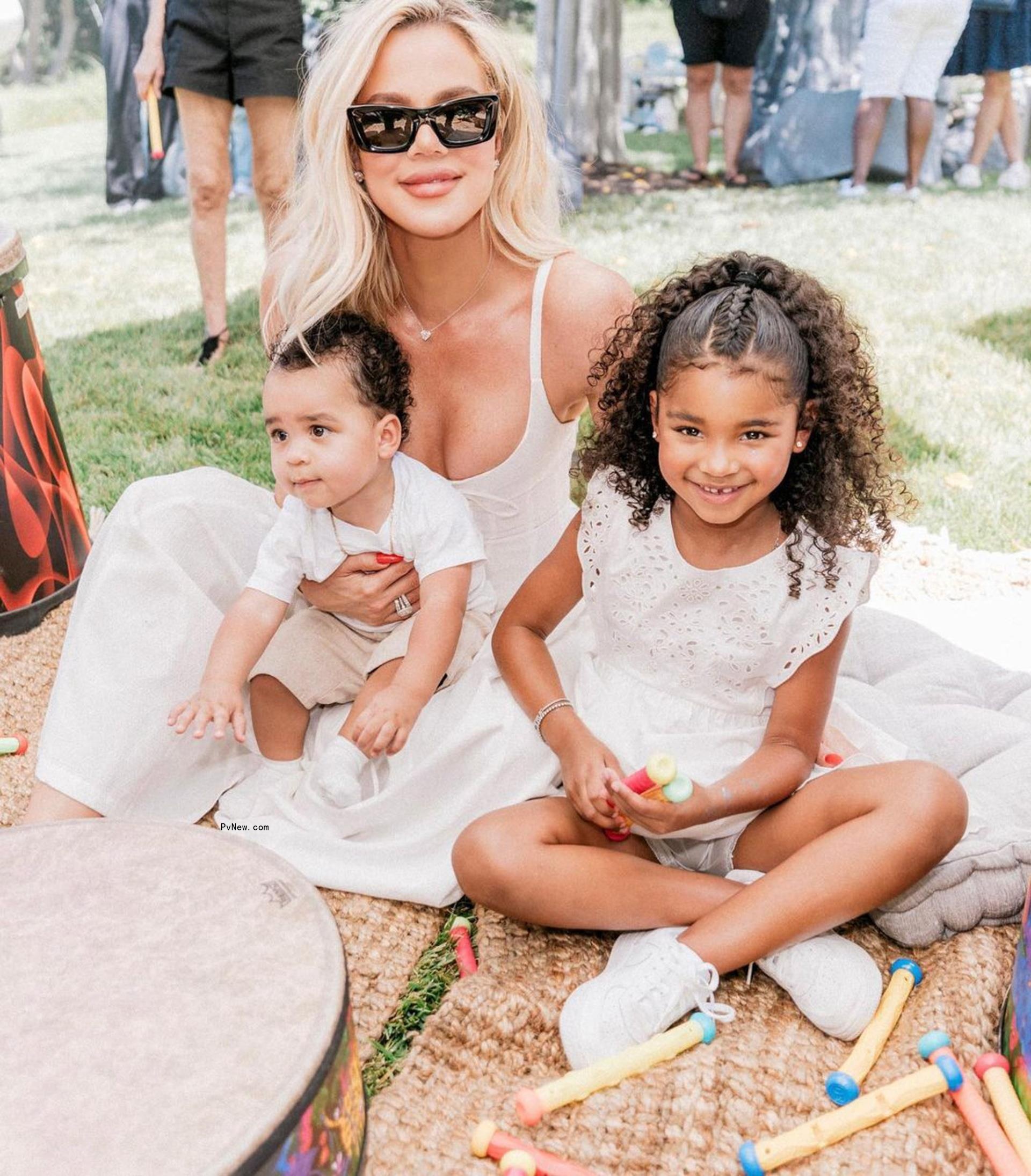 Khloé Kardashian with True, 5, and Tatum, 1.