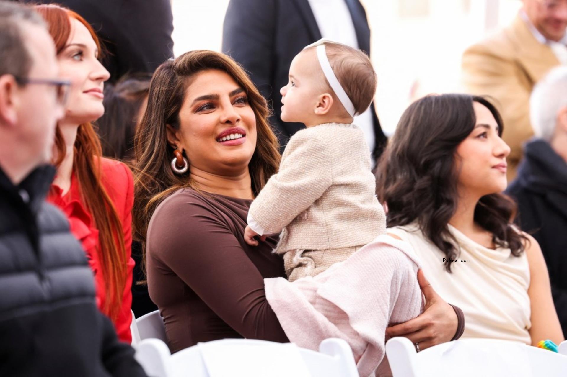 Malti and Priyanka Chopra during the Hollywood Walk of Fame ceremony. 