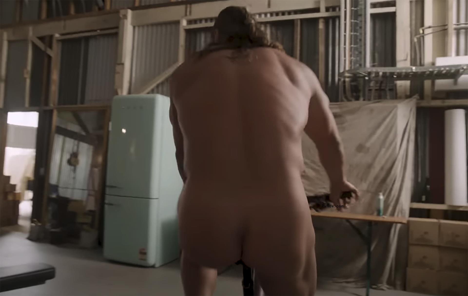 Jason Momoa riding a bike nude