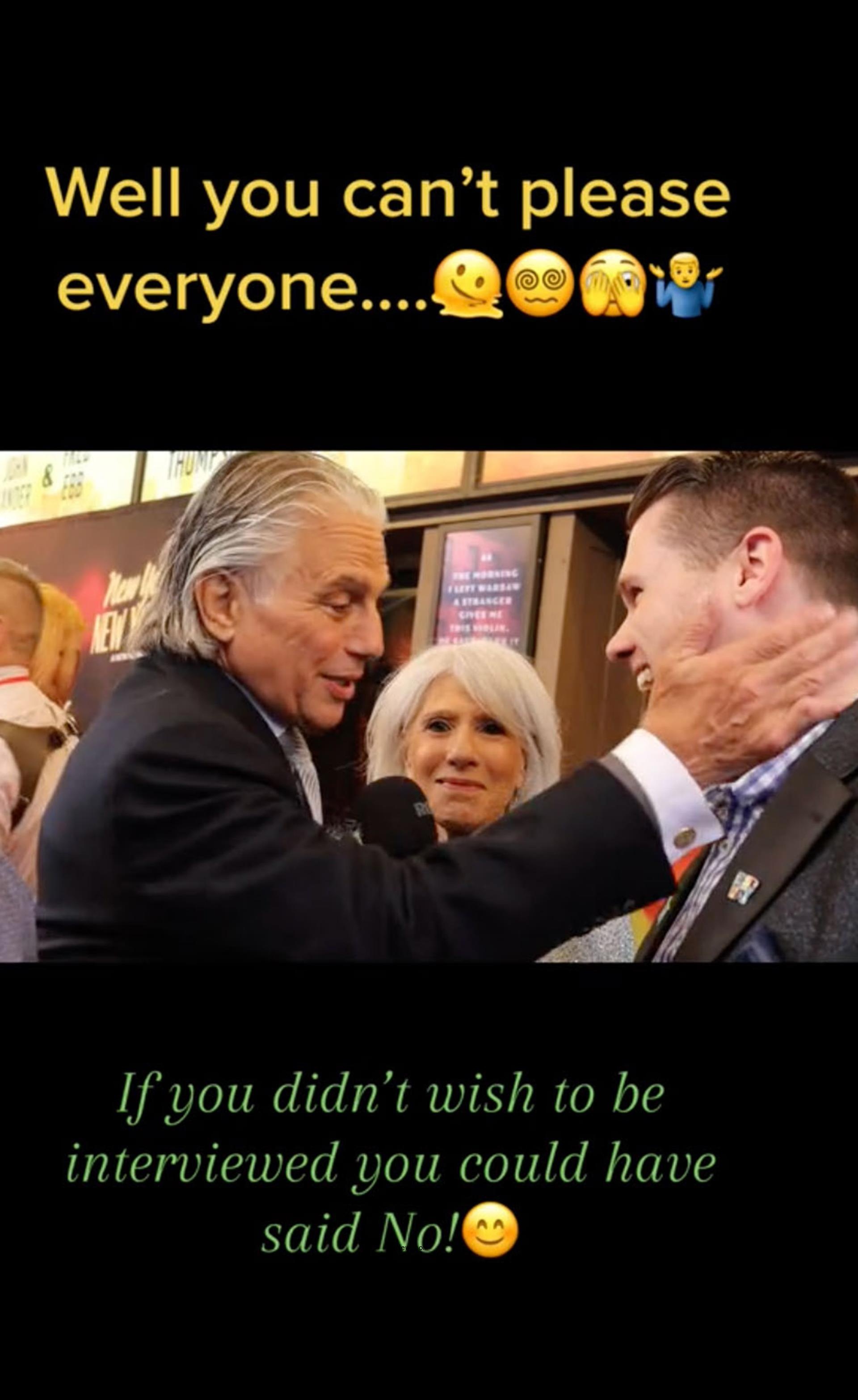 Tony Danza touches reporter's face