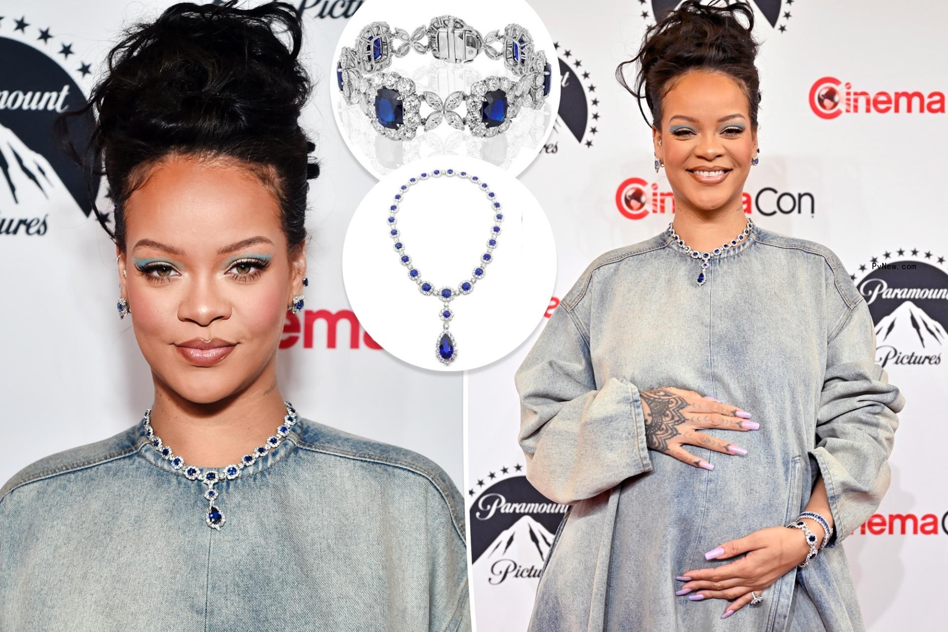 ‘Smurfs’ and sapphires: Rihanna teams denim with over $2M in jewels at CinemaCon
