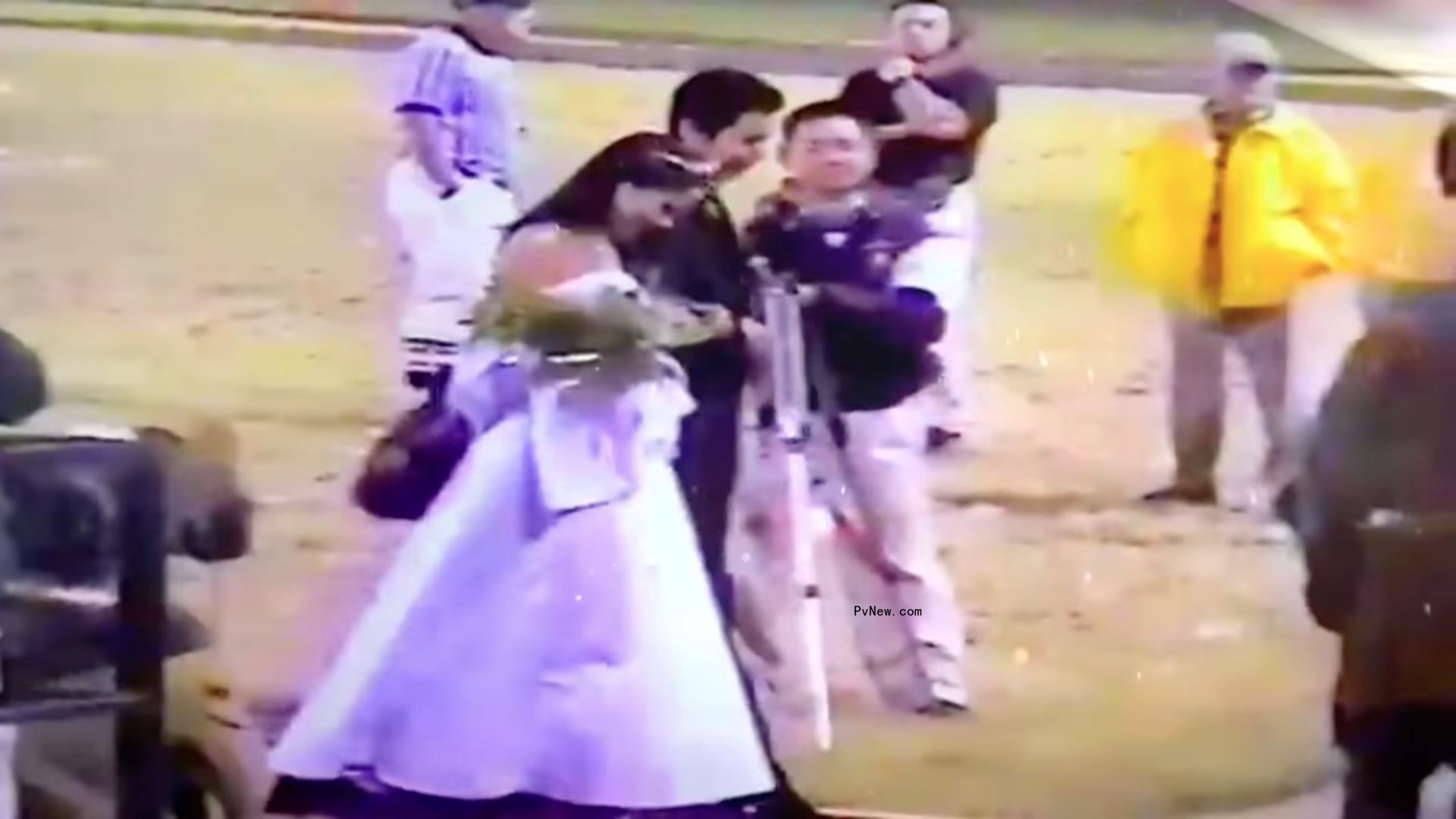 An old photo of Meghan Markle walking as homecoming queen