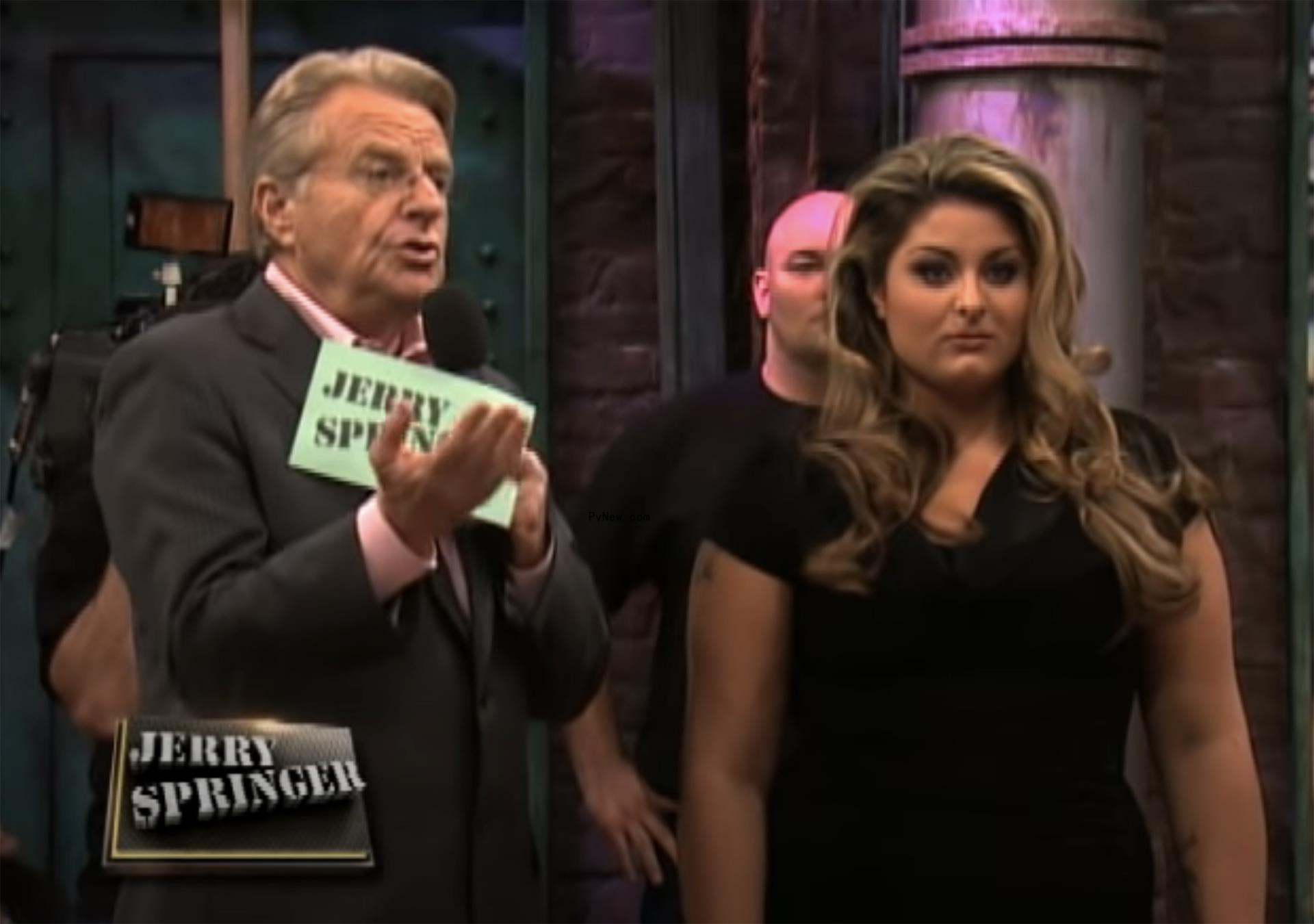 Jerry Springer and guest on set