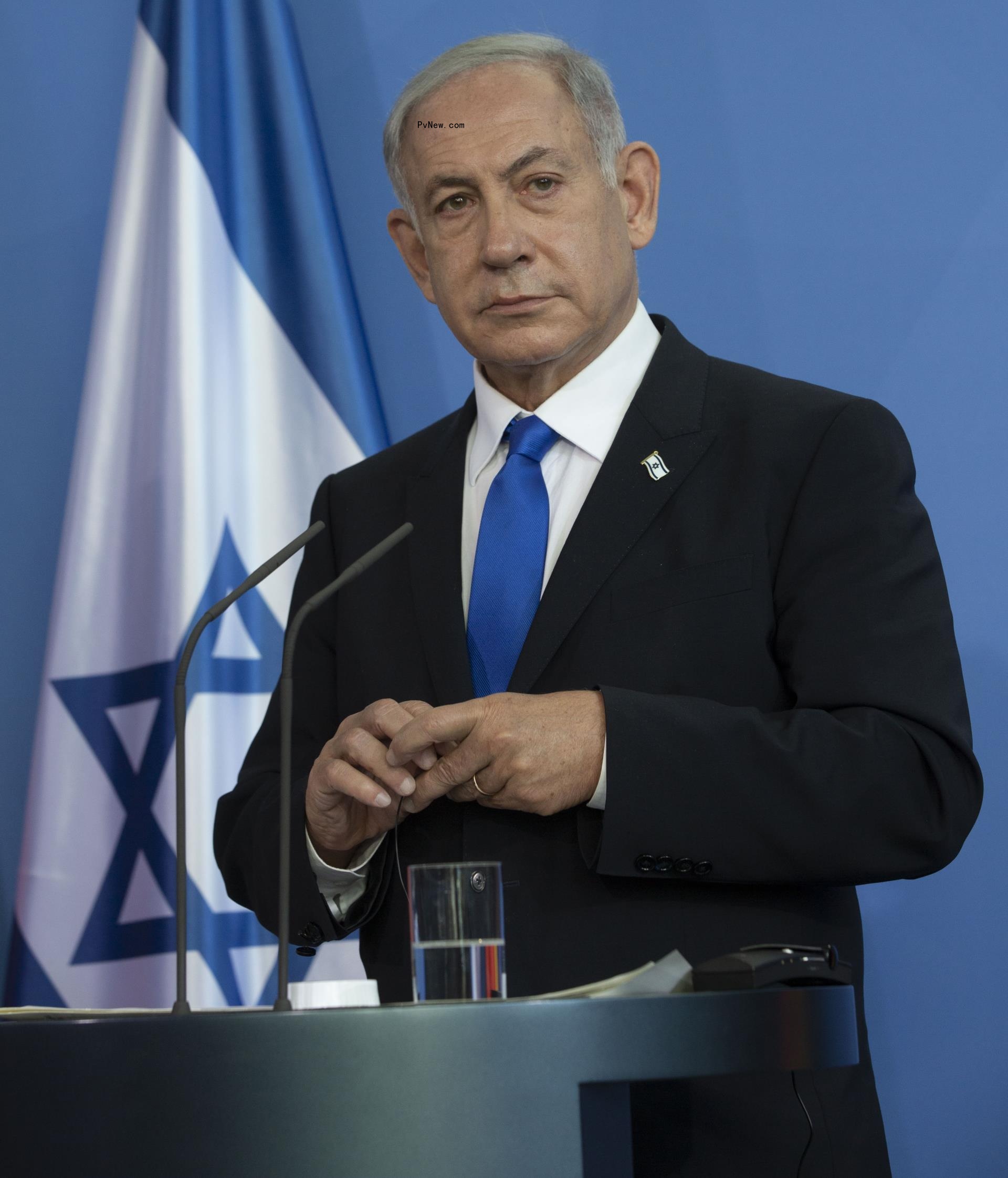 Israeli Prime Minister Benjamin Netanyahu at a press conference.