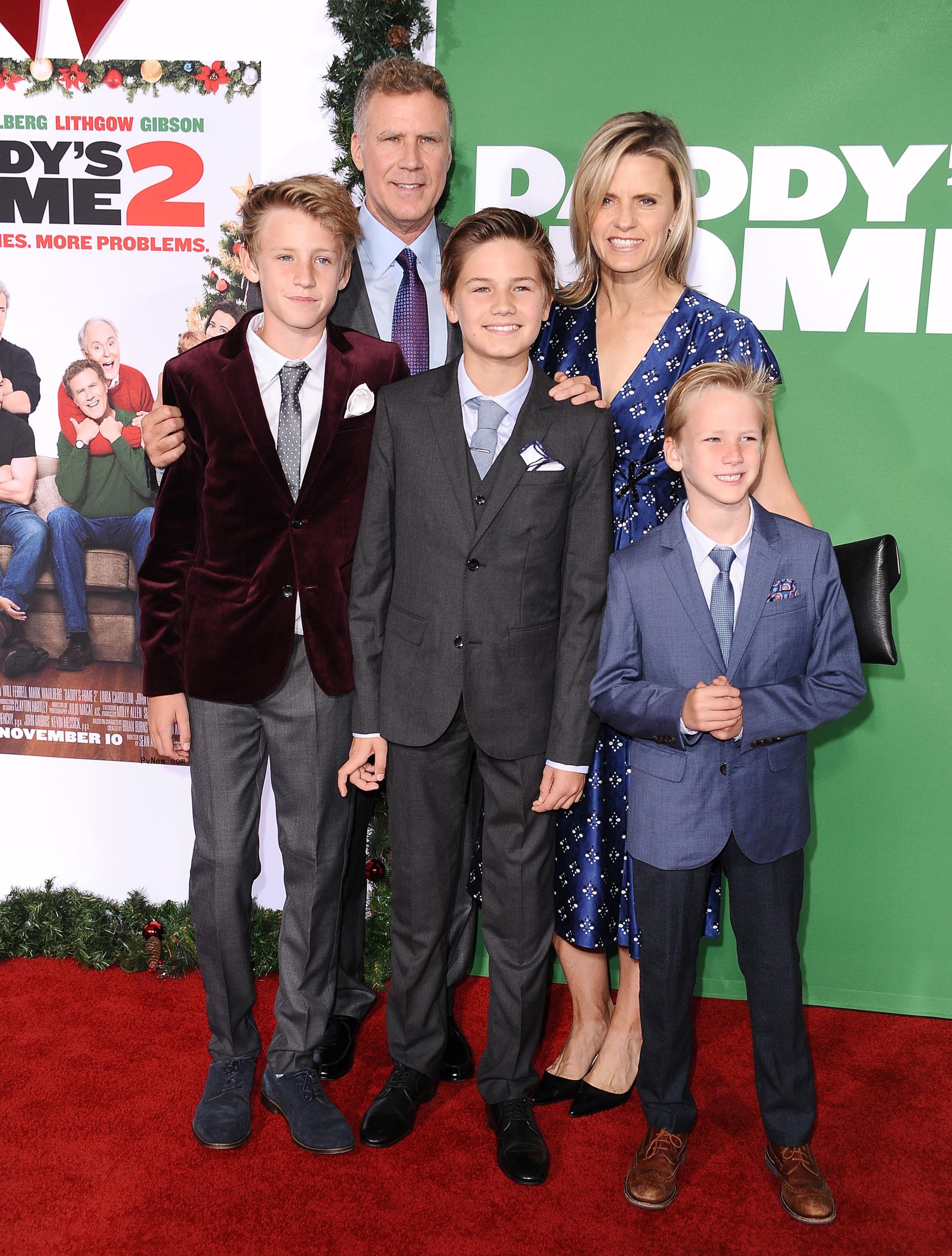 Will Ferrell, Viveca Paulin and three sons at 