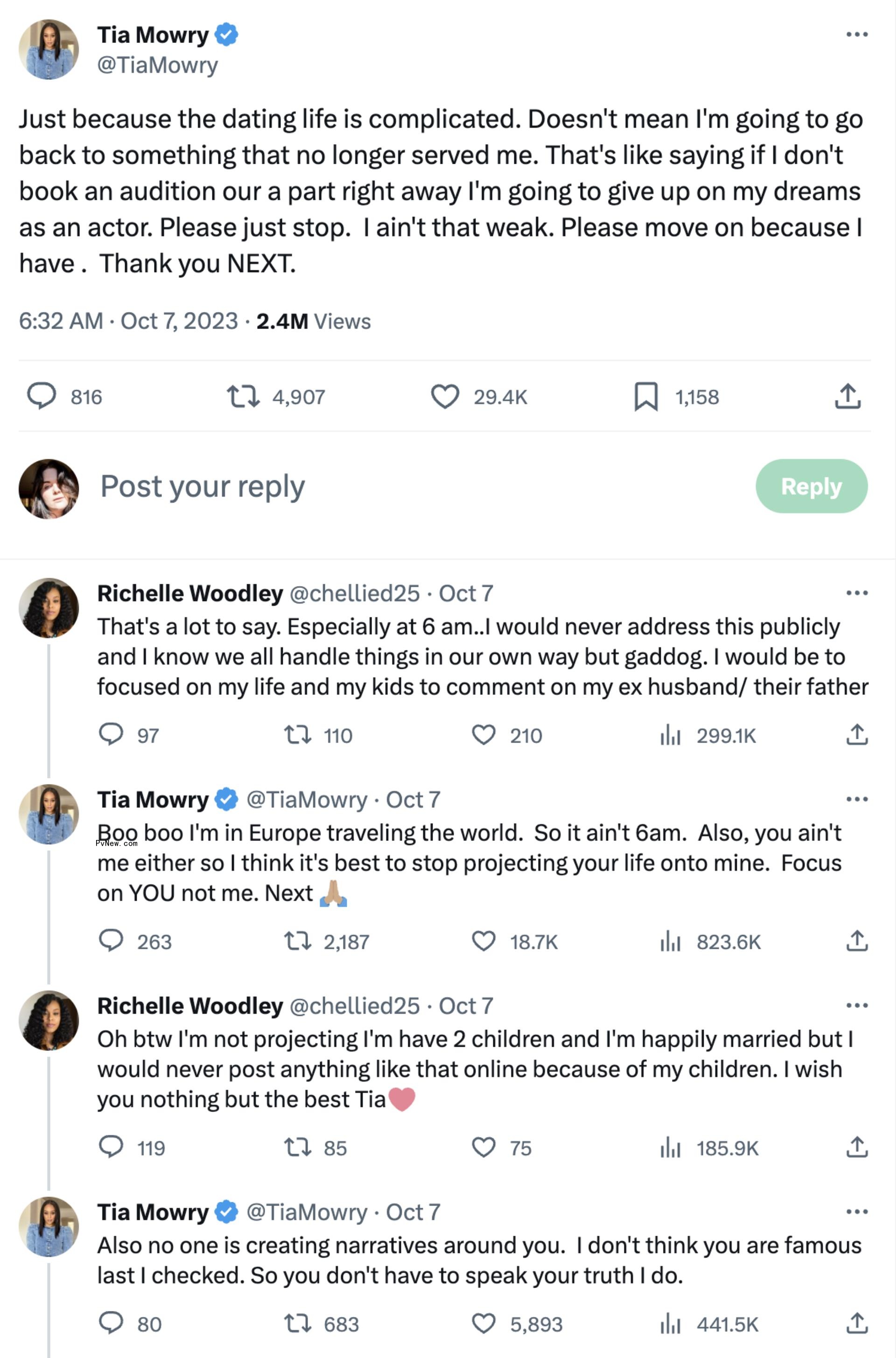 A screenshot of Tia Mowry's tweets.