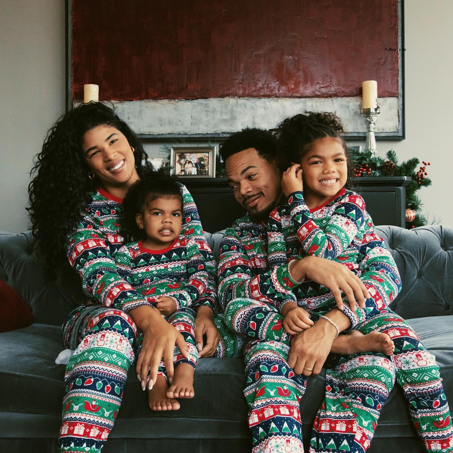 Kirsten Corley and Chance the Rapper and their two daughters.