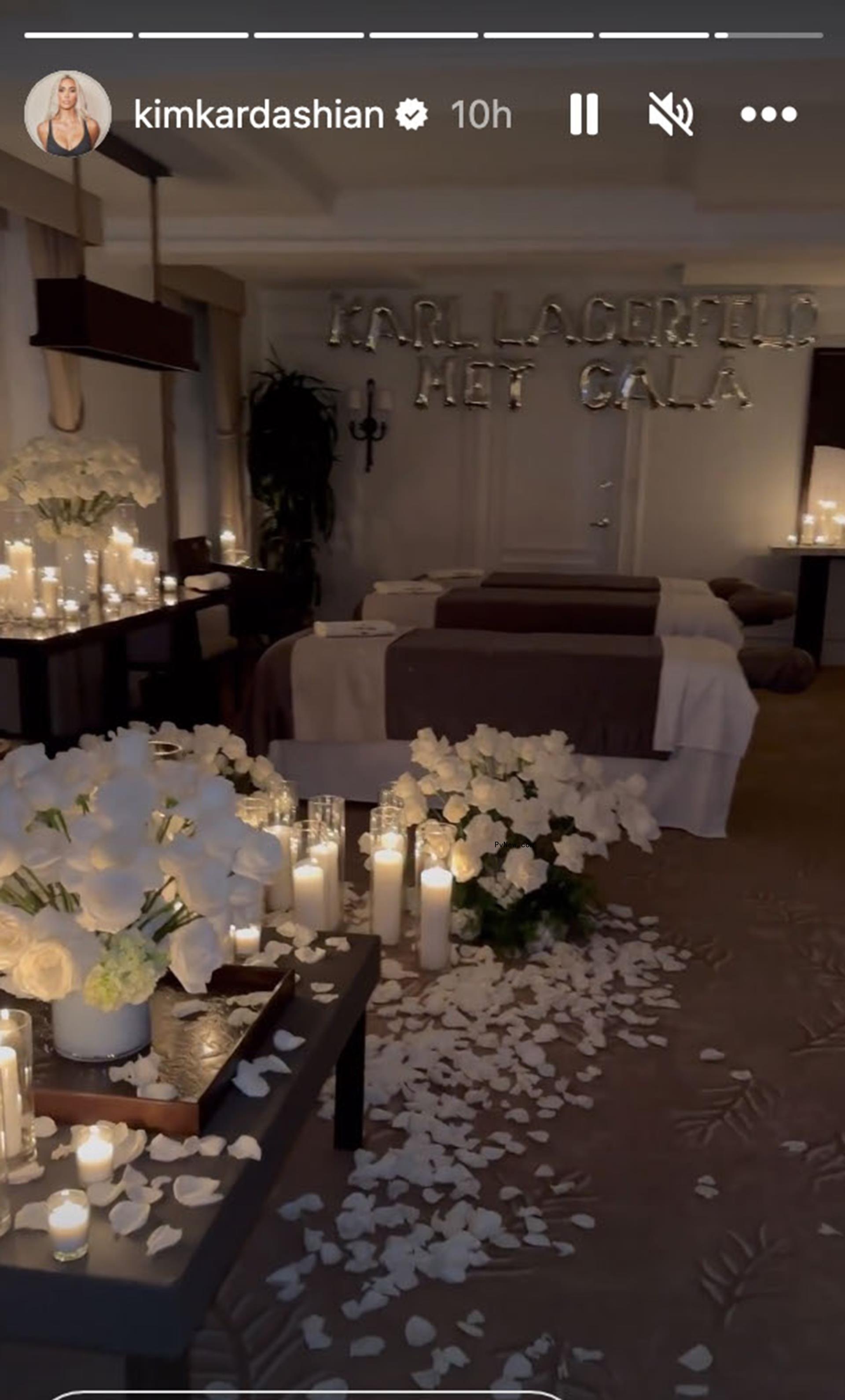 A screenshot of Kim Kardashian's pre-Met Gala massage room