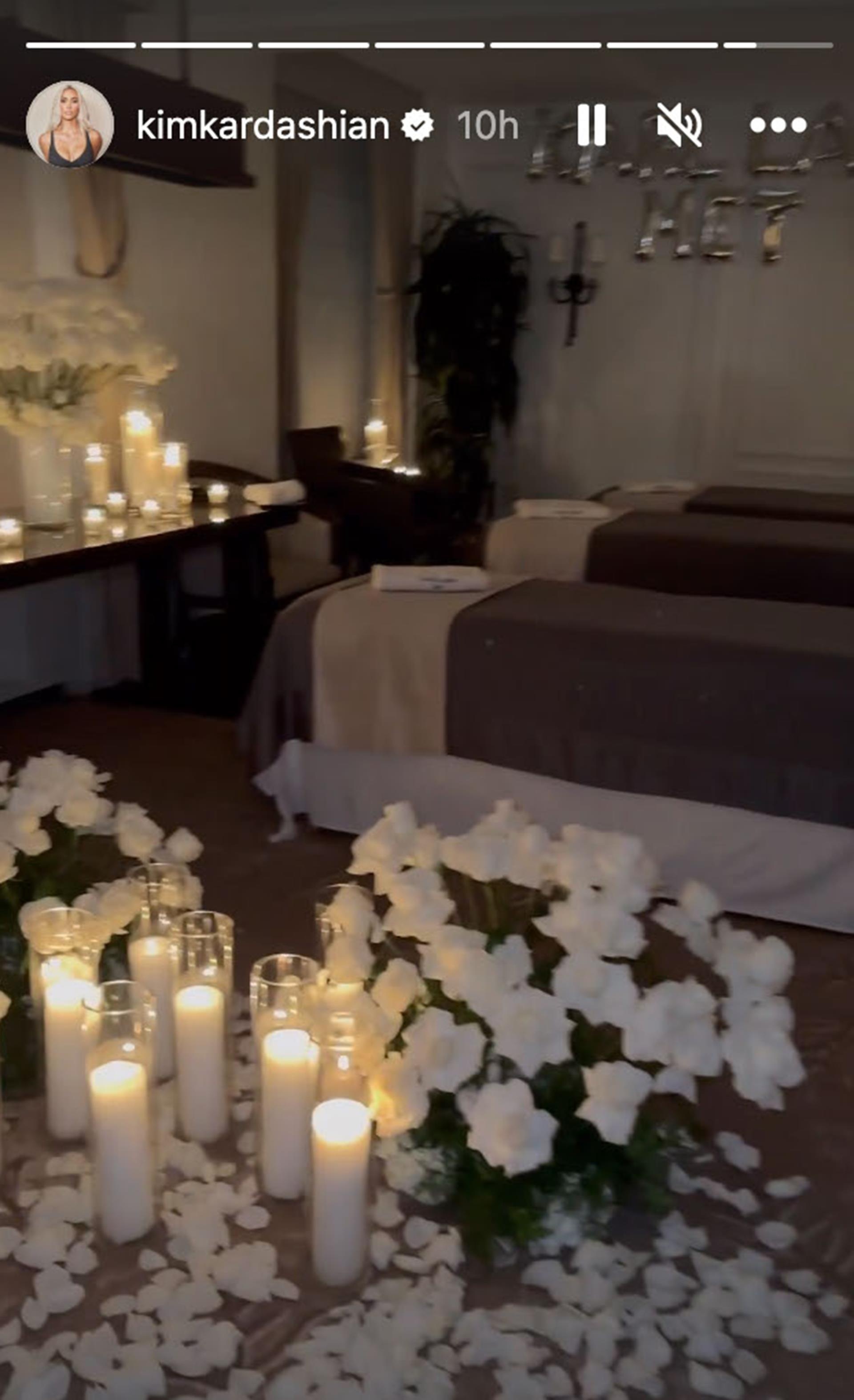 A screenshot of Kim Kardashian's pre-Met Gala massage room