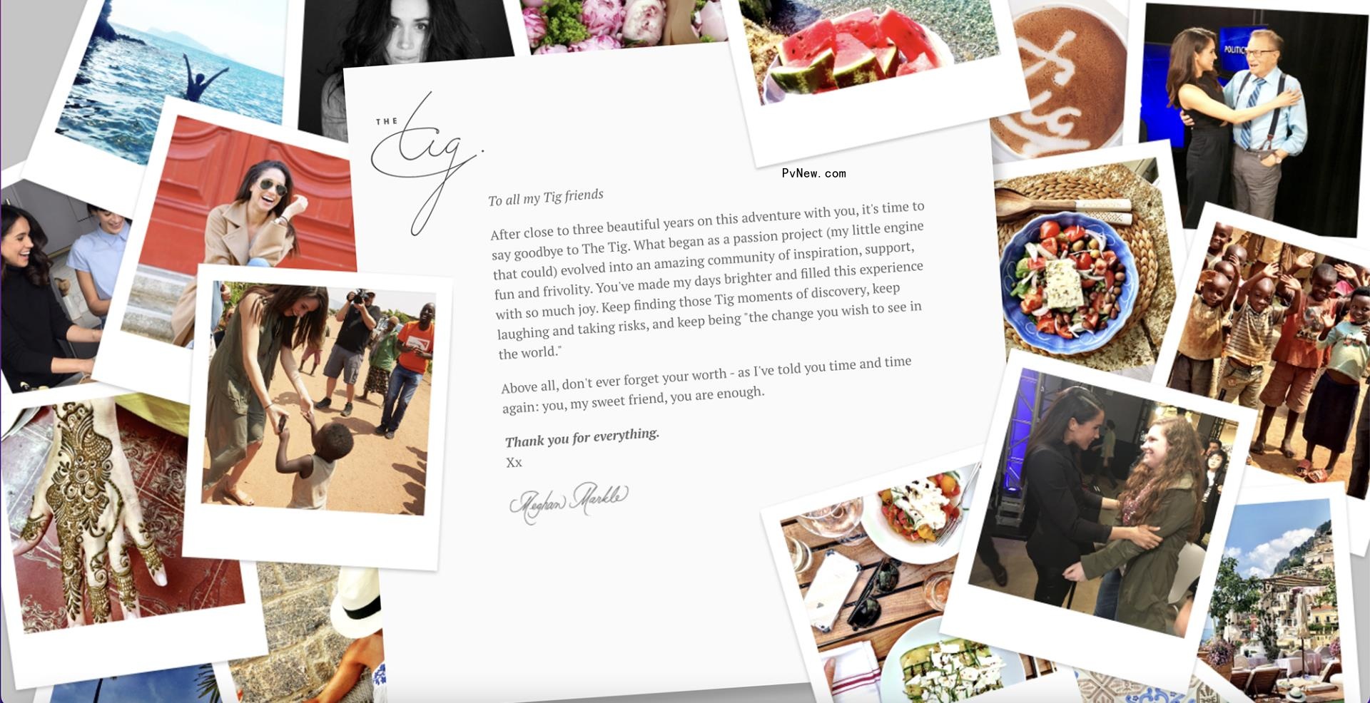 Meghan Markle's The Tig web page