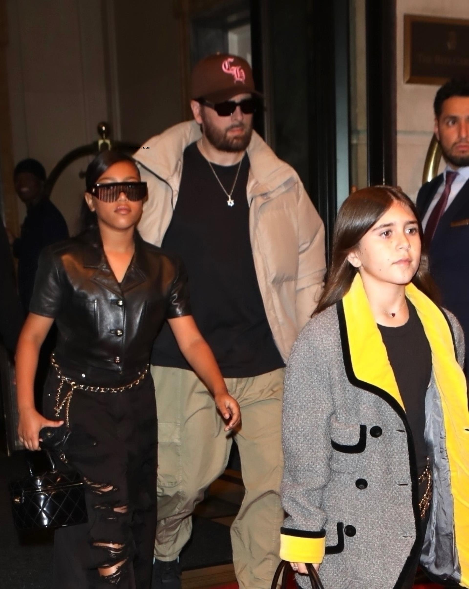 North West, Penelope Disick, Scott Disick in NYC
