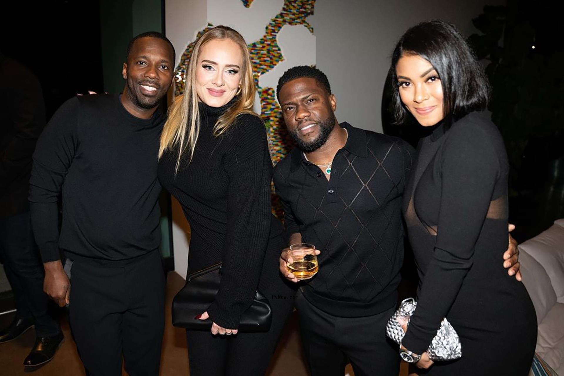 Rich Paul and Adele with Kevin Hart and his wife.