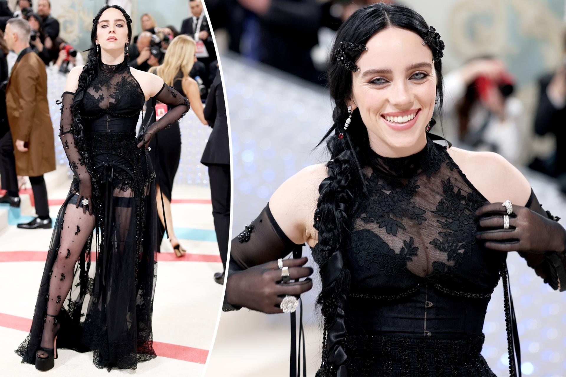 Billie Eilish heats up the Met Gala red carpet in sheer black gown