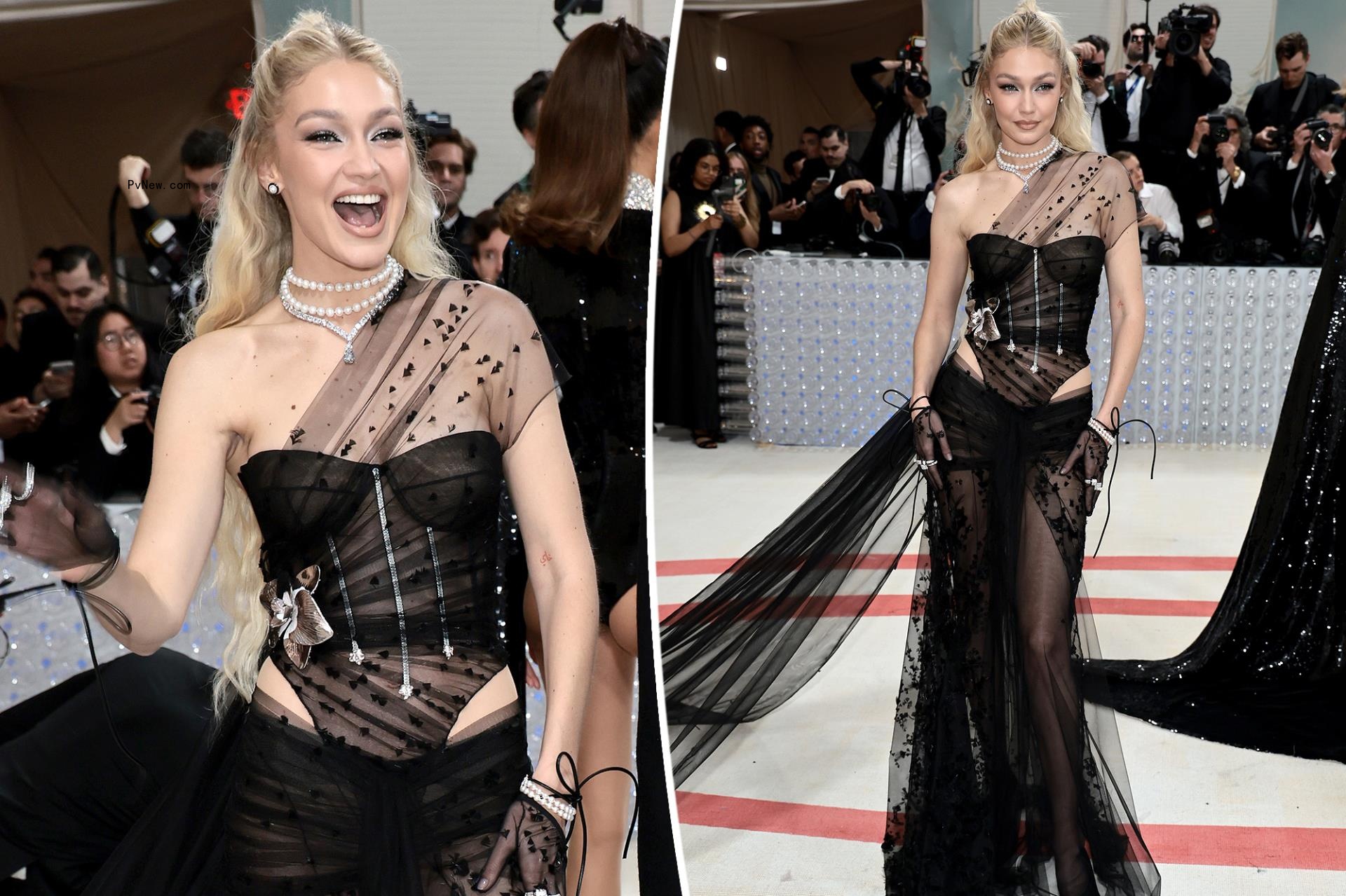 Gigi Hadid rocks sexy black corset in edgy Met Gala 2023 look