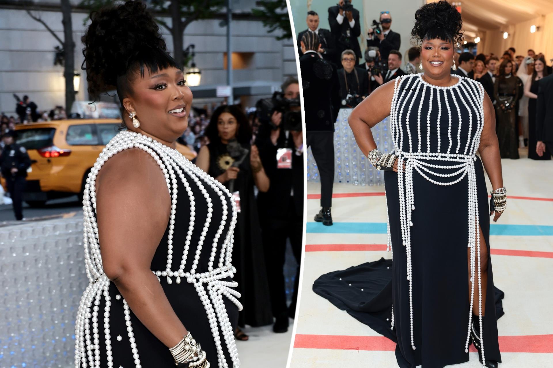 Lizzo is dripping in pearls on Met Gala 2023 red carpet