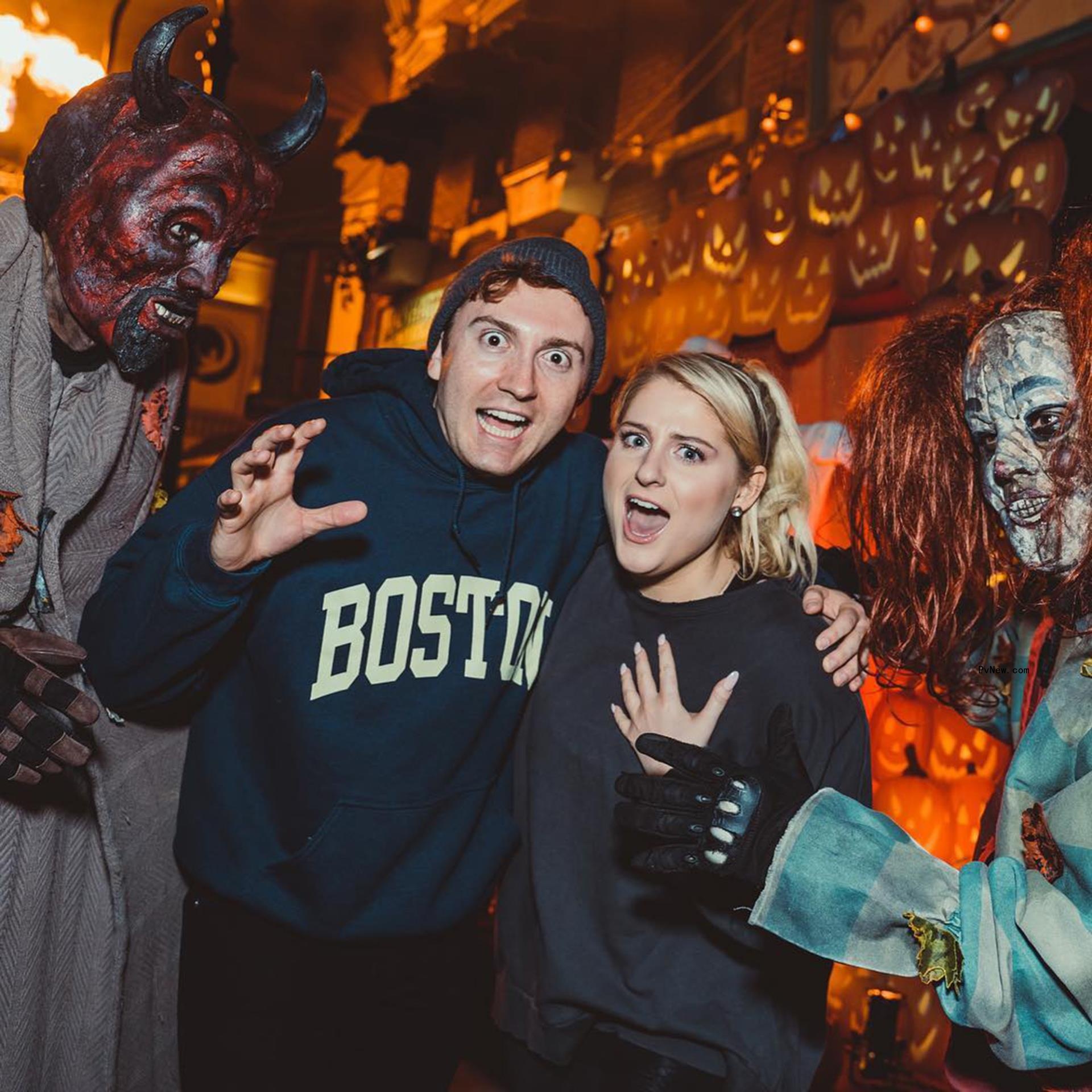 Meghan Trainor and Daryl Sabara make funny faces