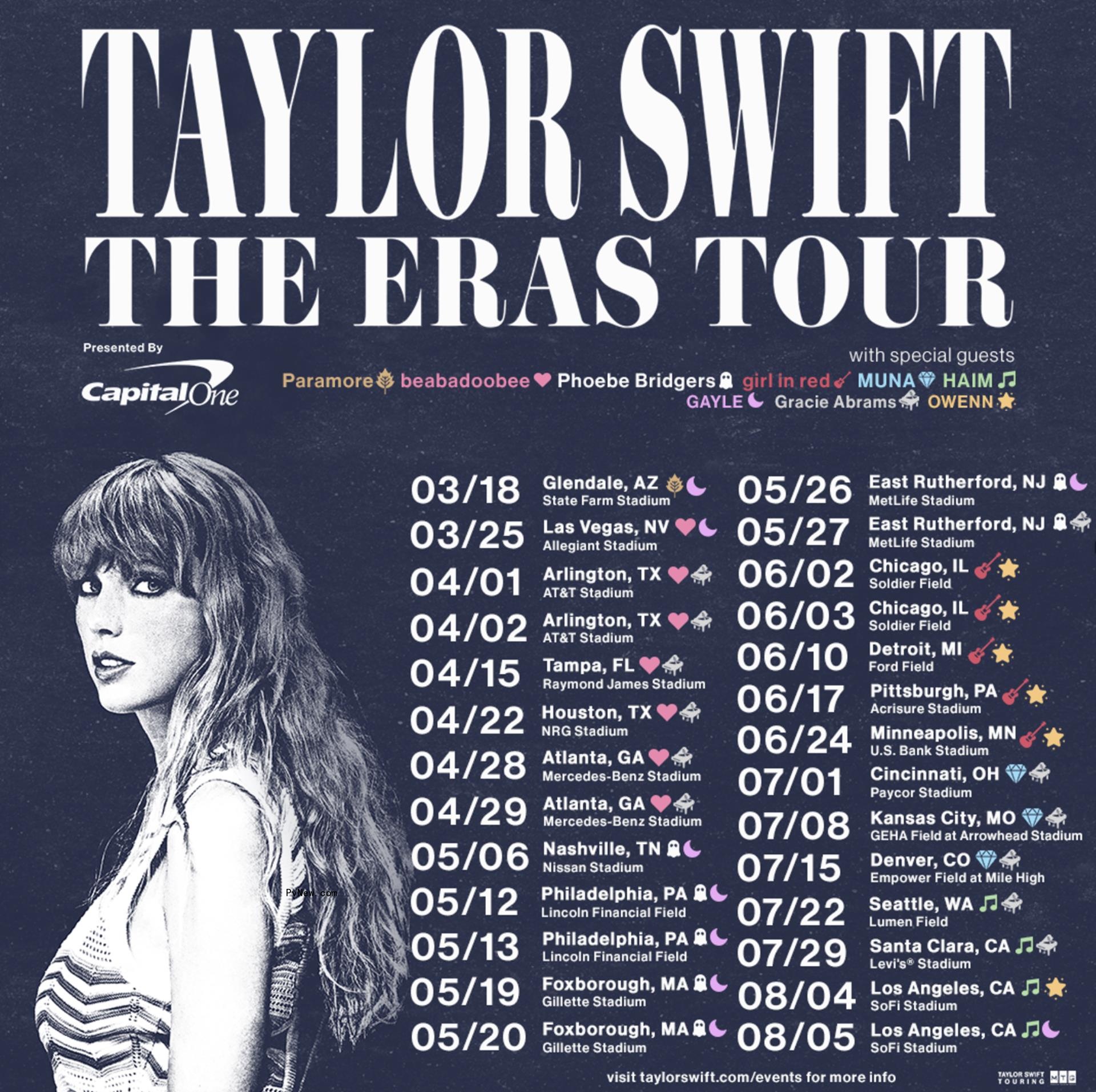 Taylor Swift Announces 2023 ‘Eras Tour’ of U.S. Stadiums
