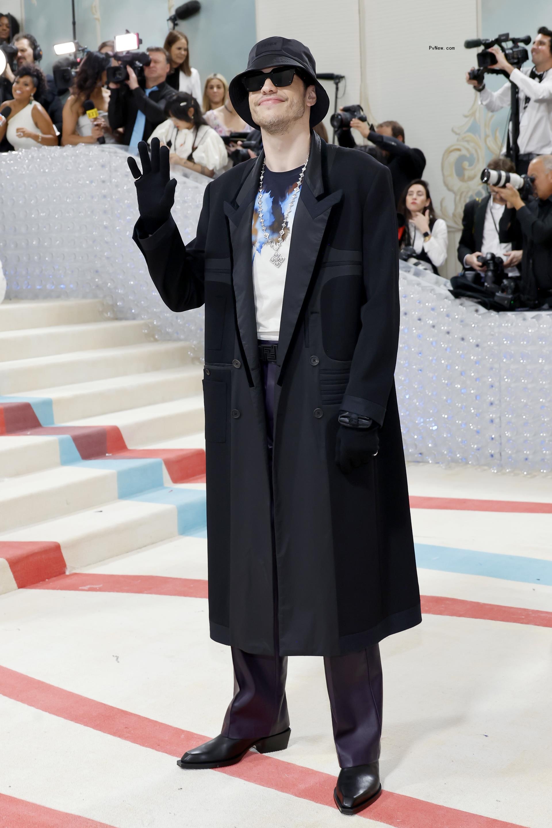 Pete Davidson posing on the 2023 Met Gala carpet