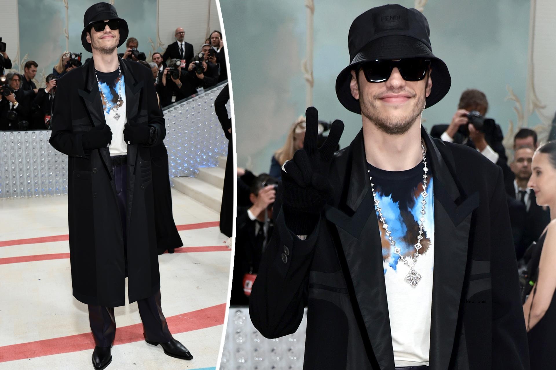 Pete Davidson keeps it casual in a bucket hat on the Met Gala 2023 red carpet