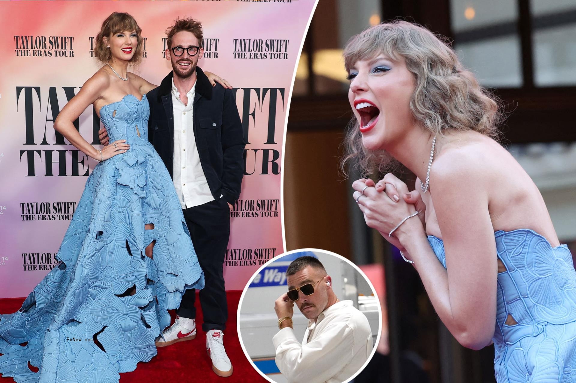 Taylor Swift makes surprise appearance at ‘Eras Tour’ movie premiere without Travis Kelce