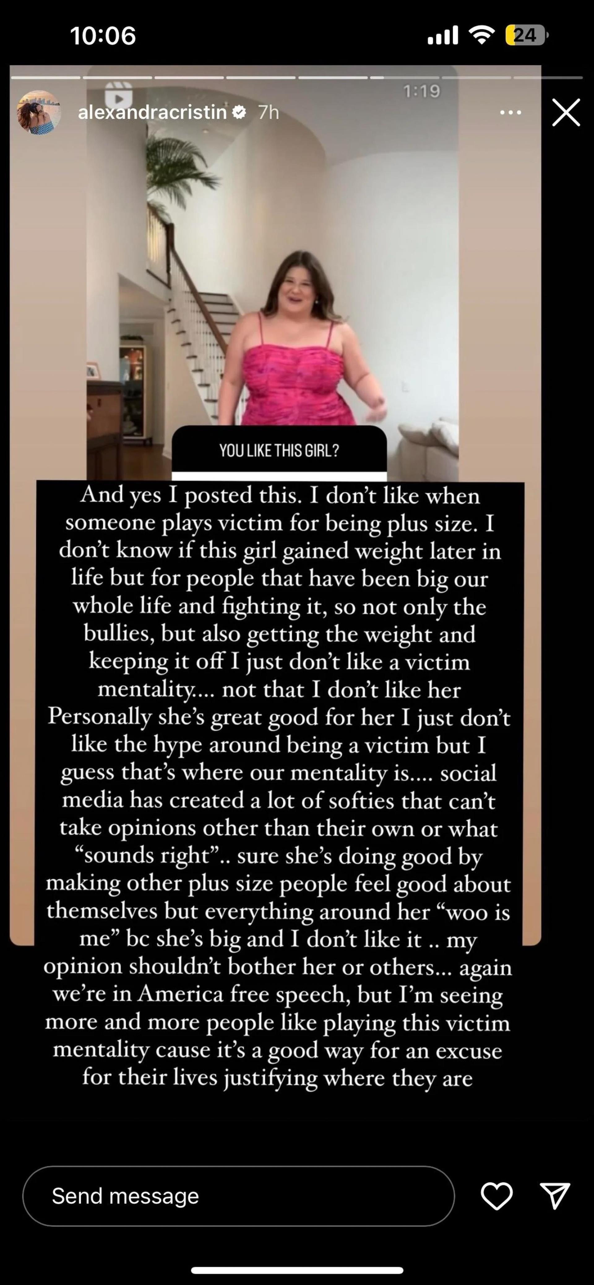 Alexandra Cristin IG Story