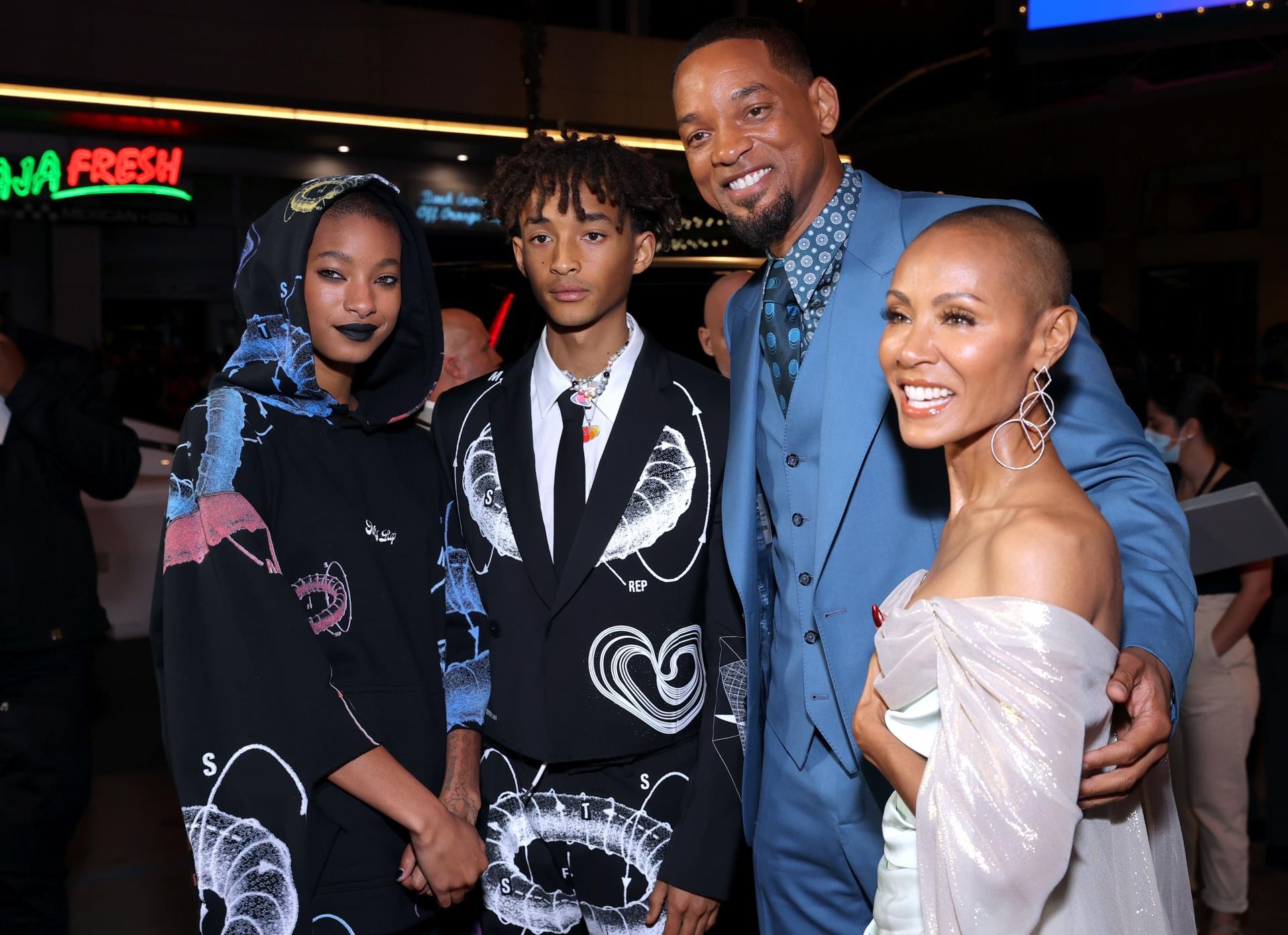 Will Smith and Jada Pinkett Smith with Willow and Jaden at 2021