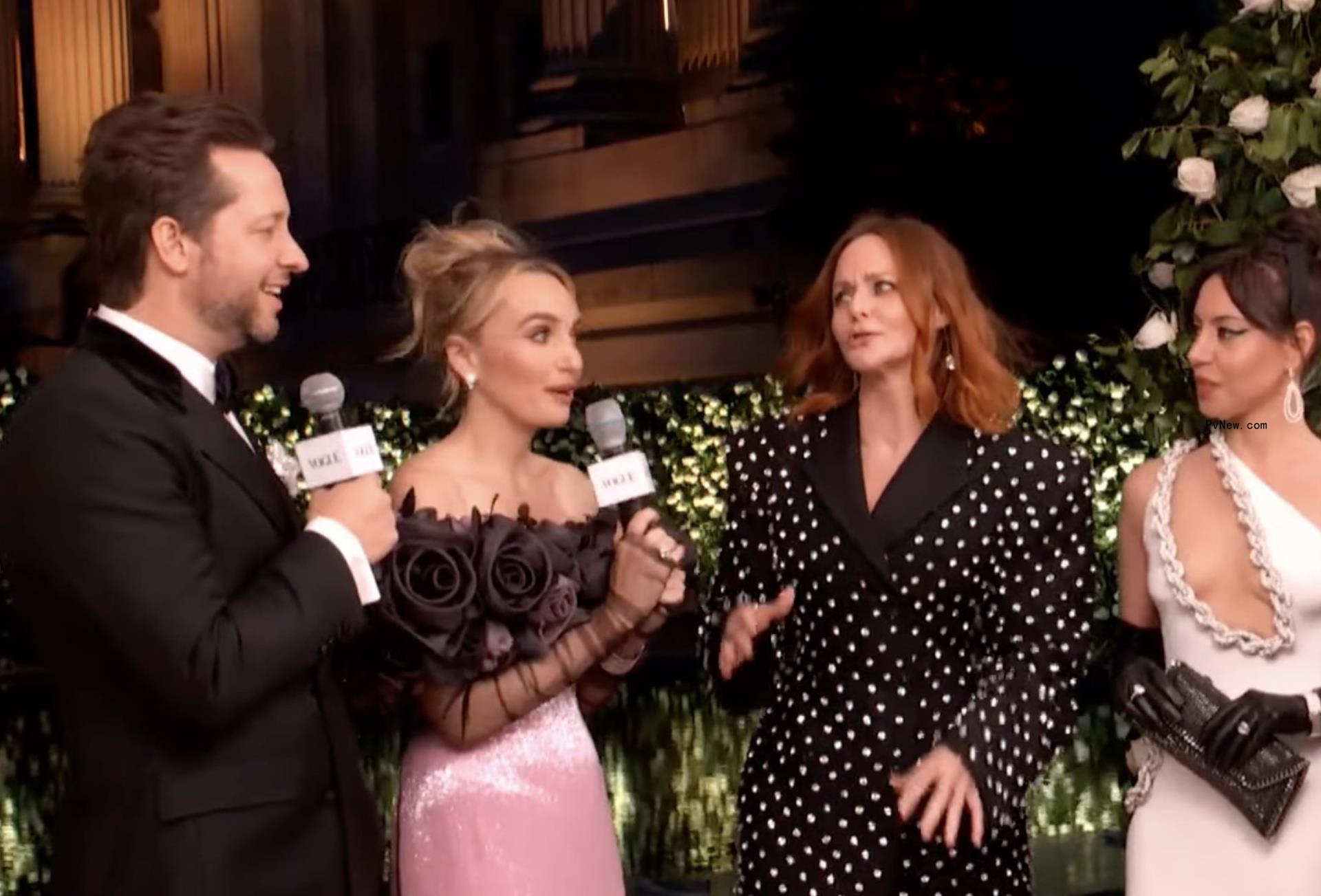 Chloe Fineman interviewing  Aubrey Plaza, Stella McCartney and Madelyn Cline.