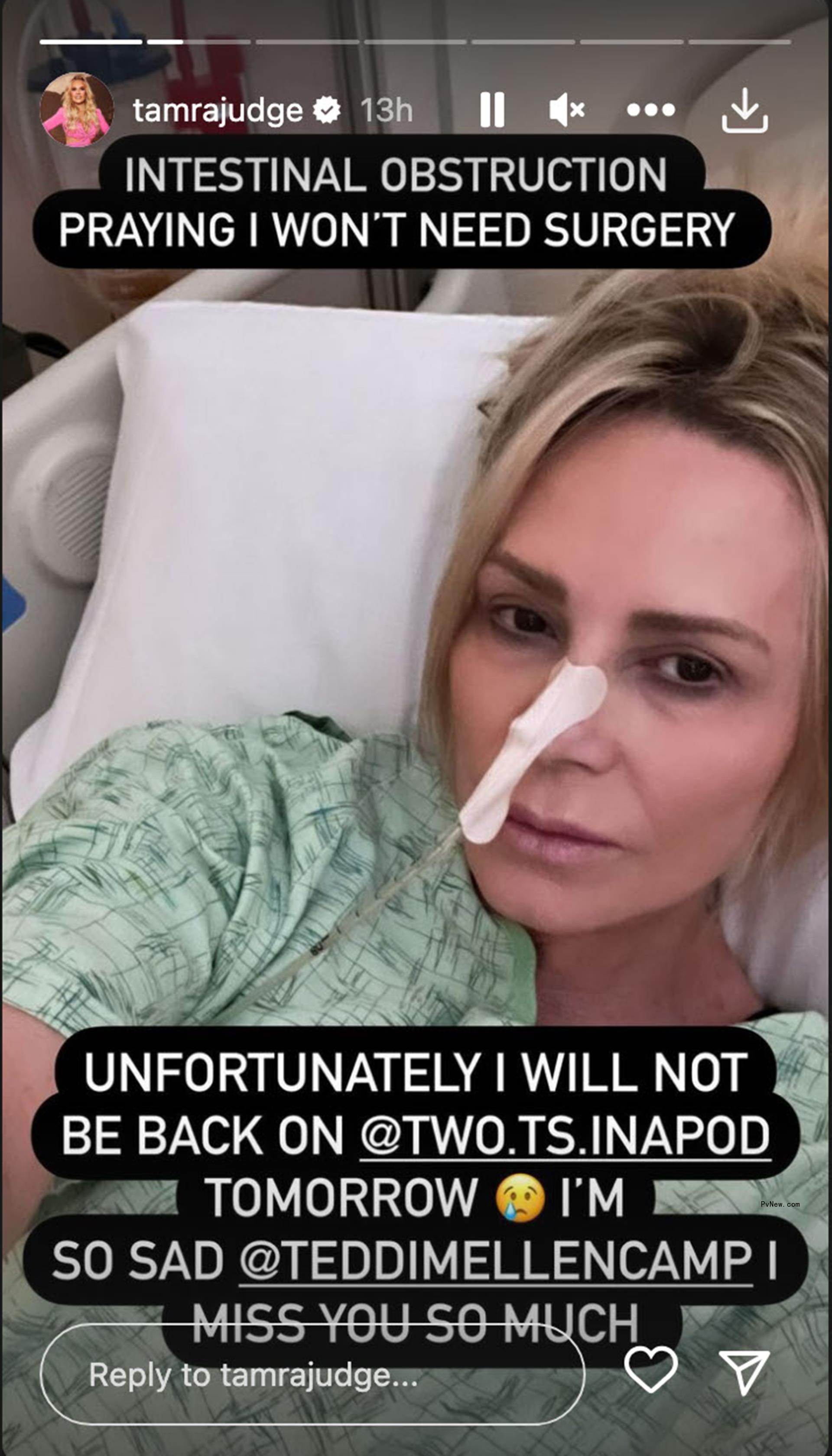 A selfie of Tamra Judge in the hospital