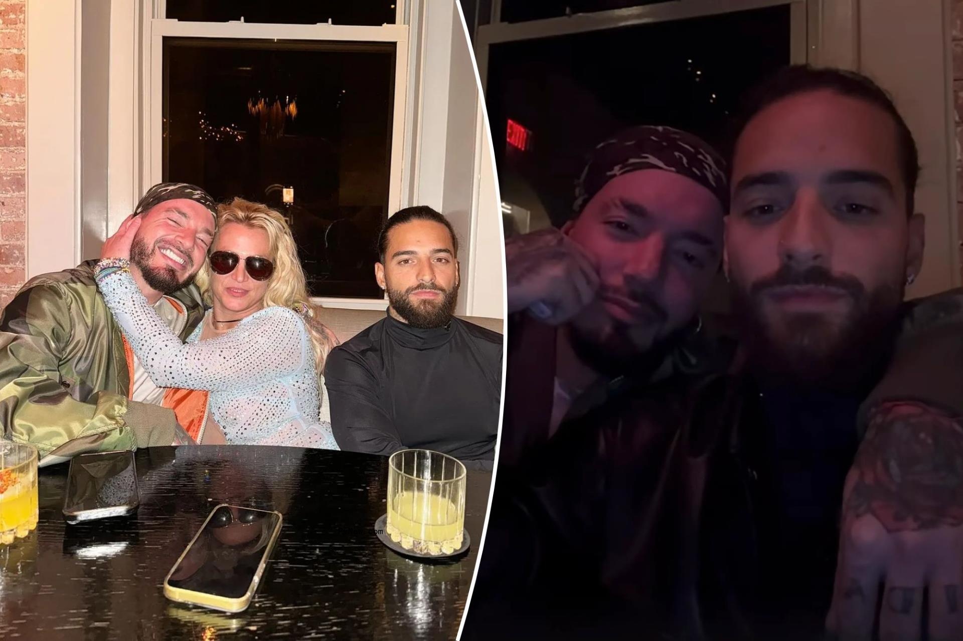 Britney Spears gets late-night sushi with Maluma and J Balvin on NYC trip ahead of book release