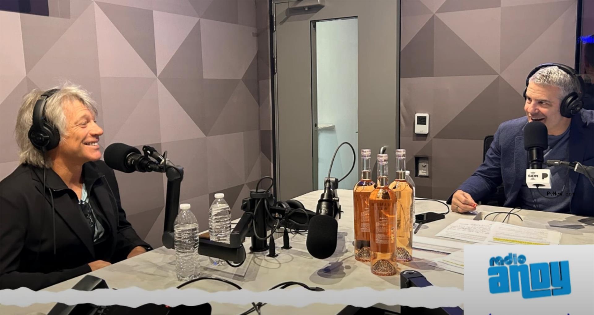 Jon Bon Jovi speaking in the studio to Andy Cohen on 