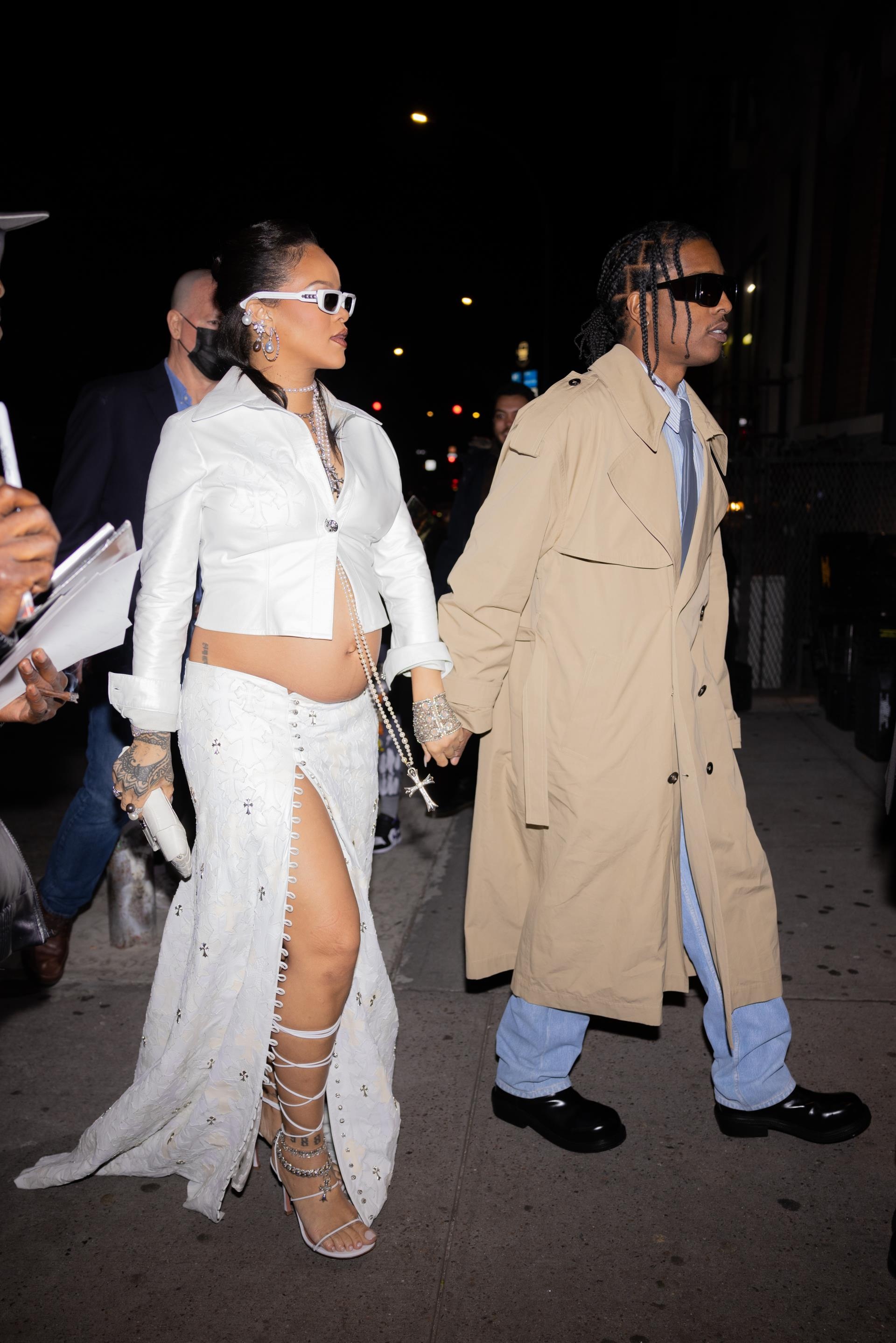 Pregnant Rihanna and A$AP Rocky after the 2023 Met Gala.