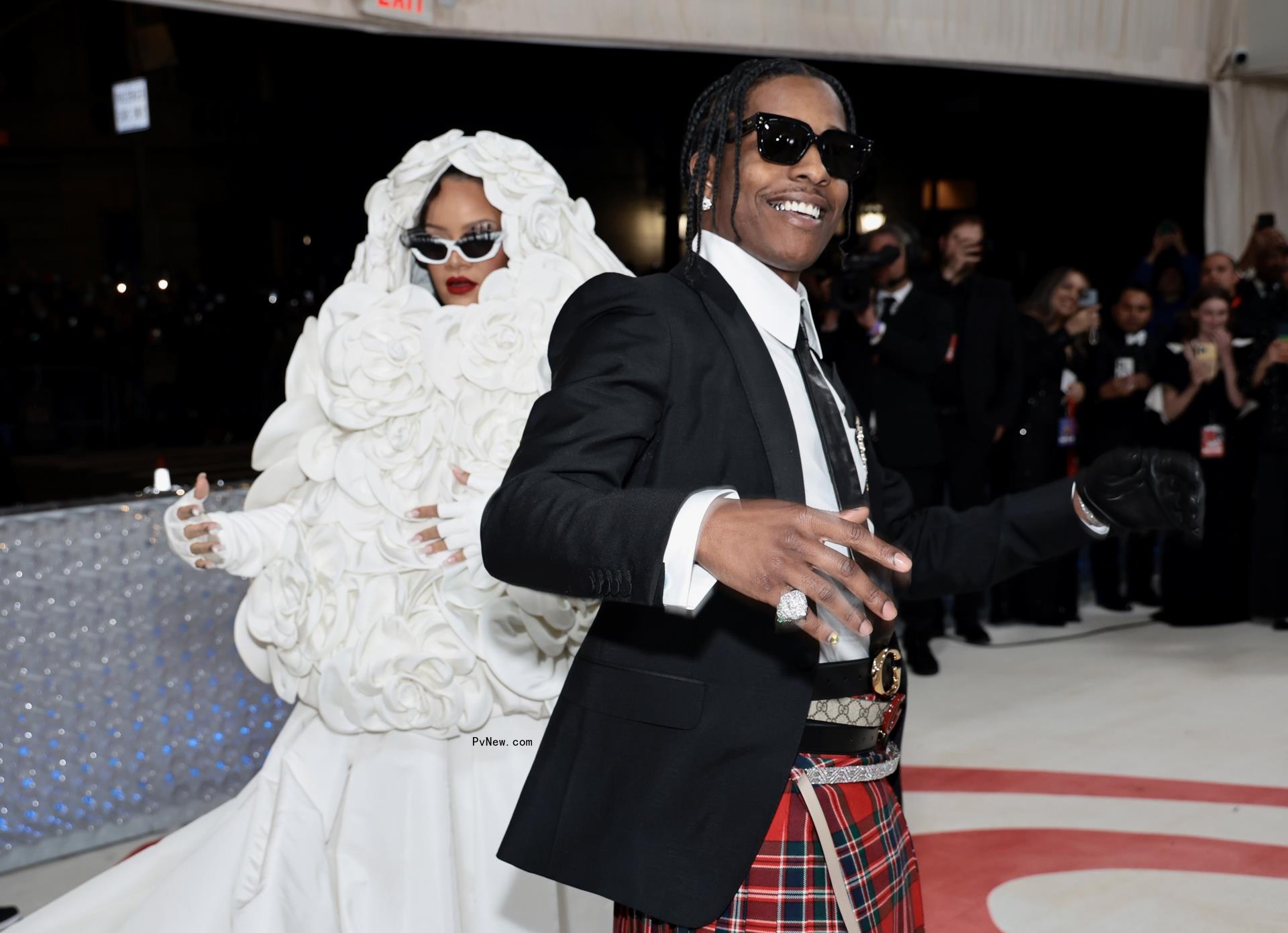Pregnant Rihanna and A$AP Rocky at 2023 Met Gala.