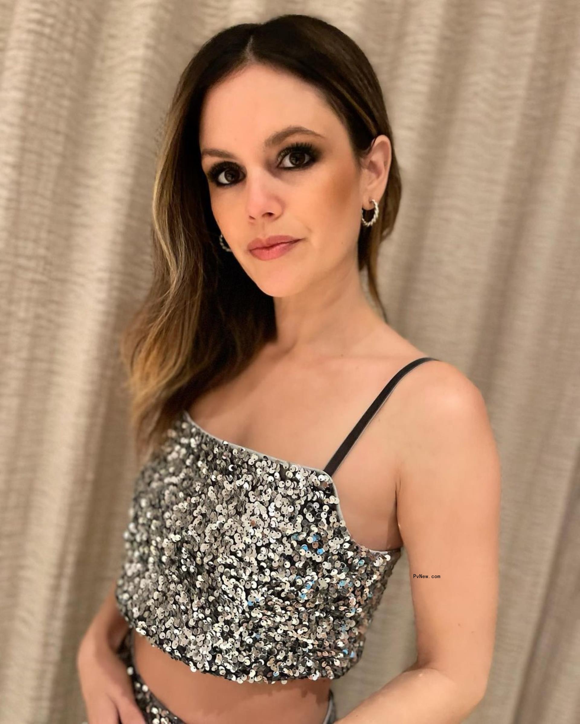 Rachel Bilson in a black and white dress