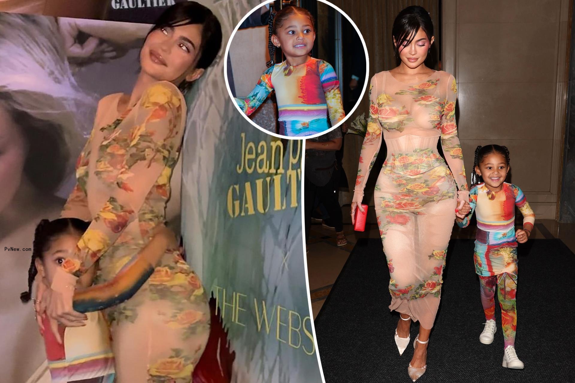 Kylie Jenner and daughter Stormi, 5, match in mesh at Jean Paul Gaultier party
