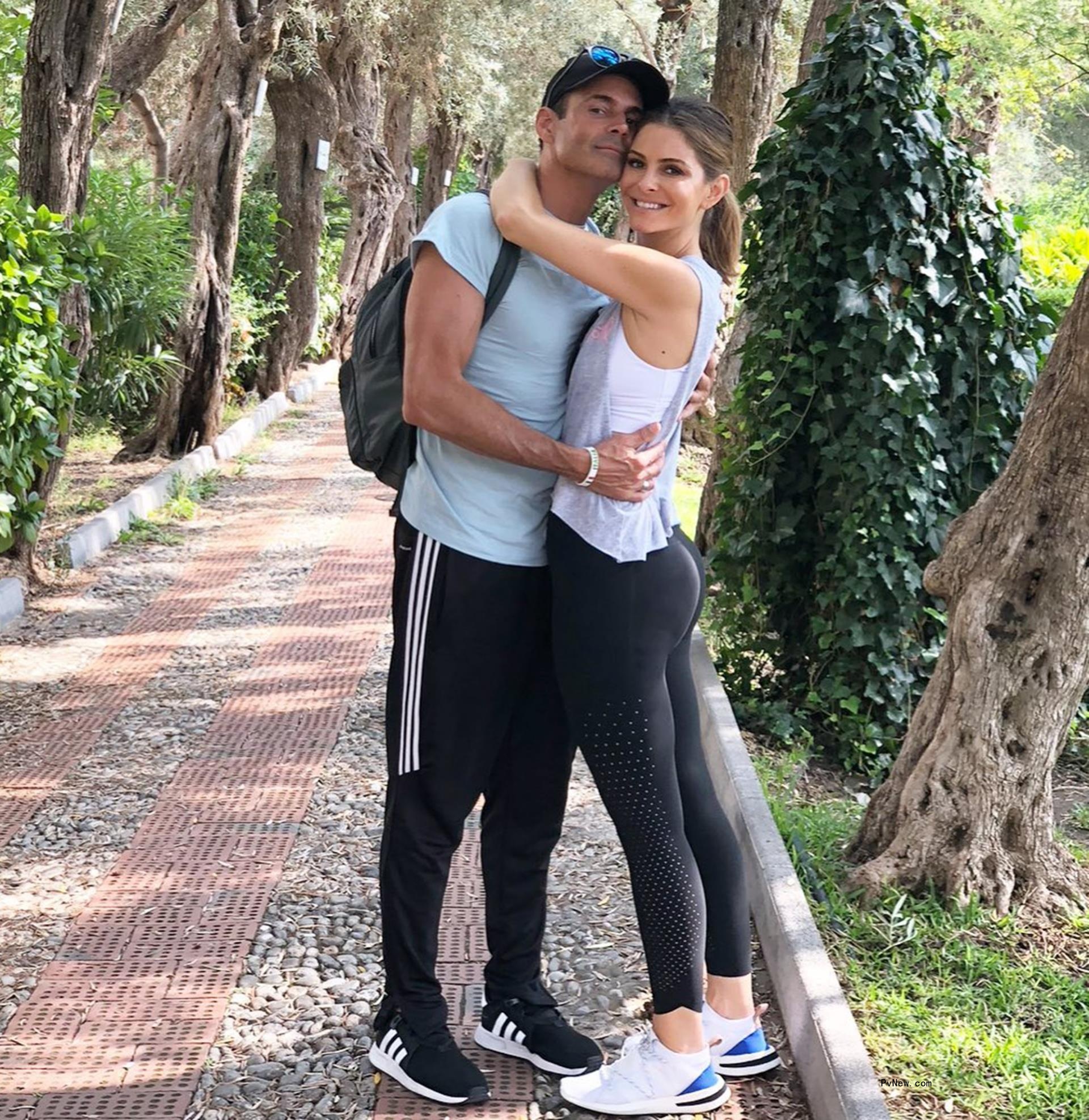 Maria Menounos and Keven Undergaro hug outdoors