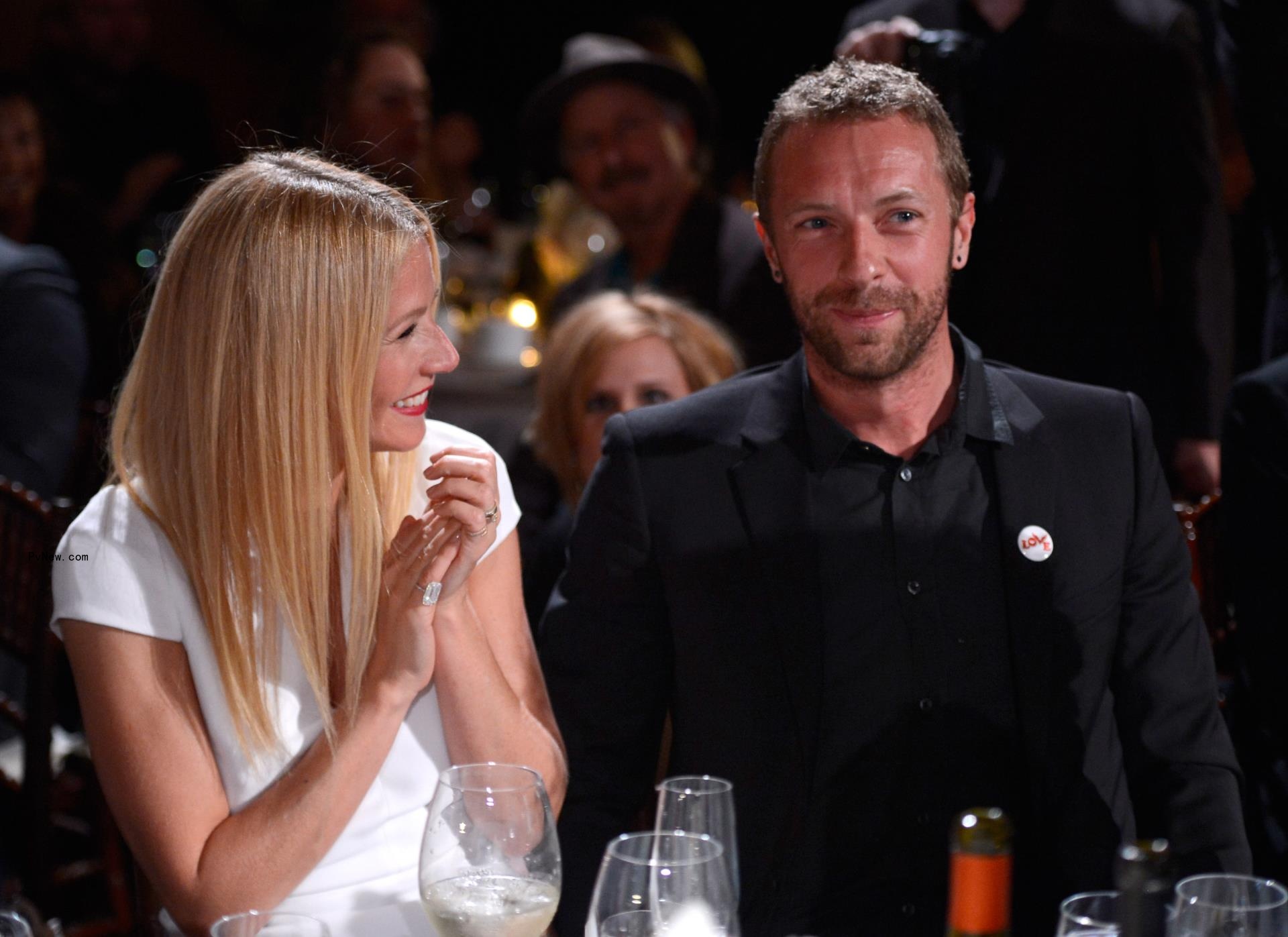 Gwyneth Paltrow smiles at Chris Martin