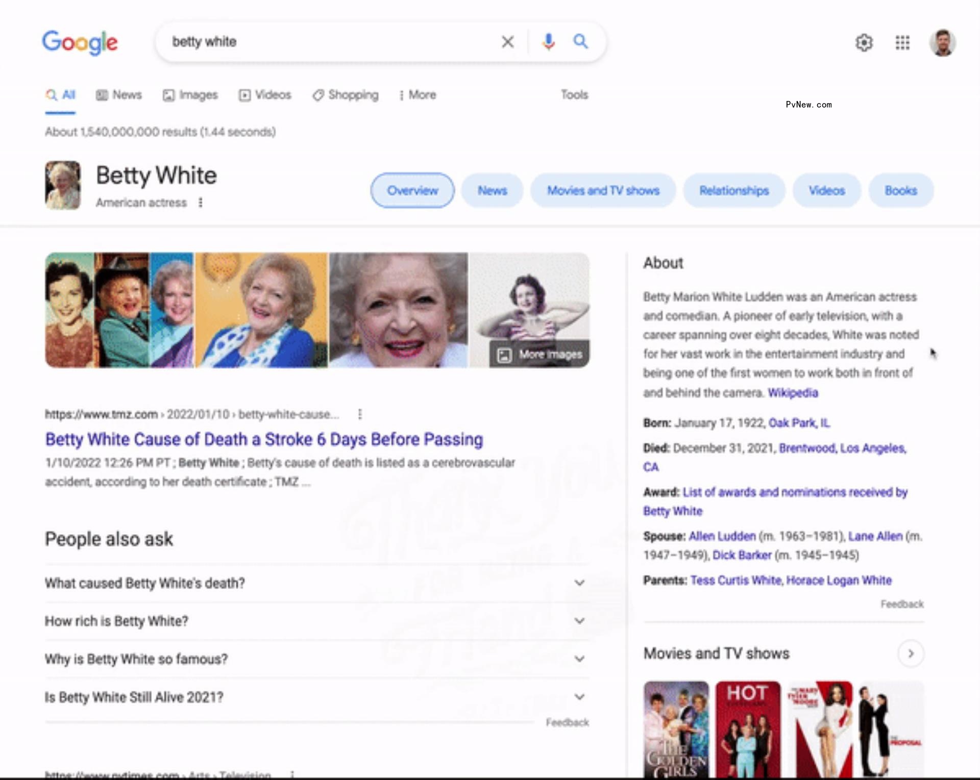 Betty White’s 100th Birthday Celebrated by Google With Search Easter Egg